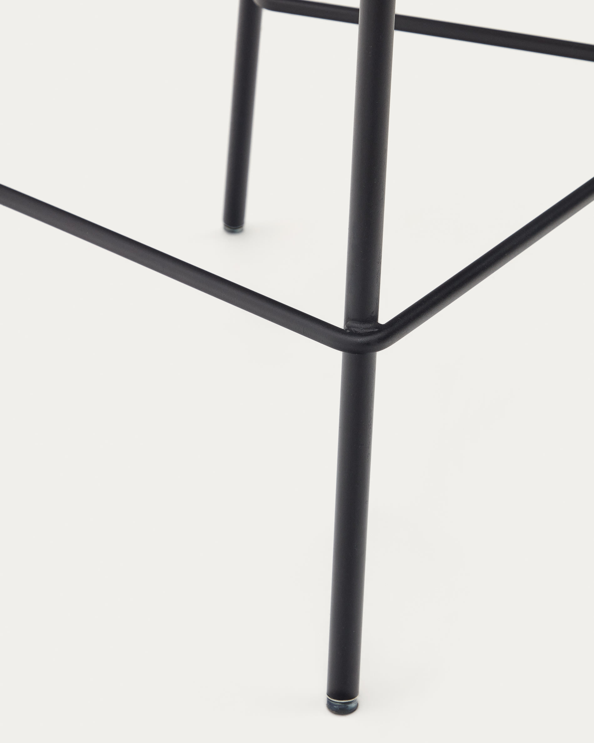 Zunilda stool in black chenille and steel finished with matt black height 65 cm FSC 100%
