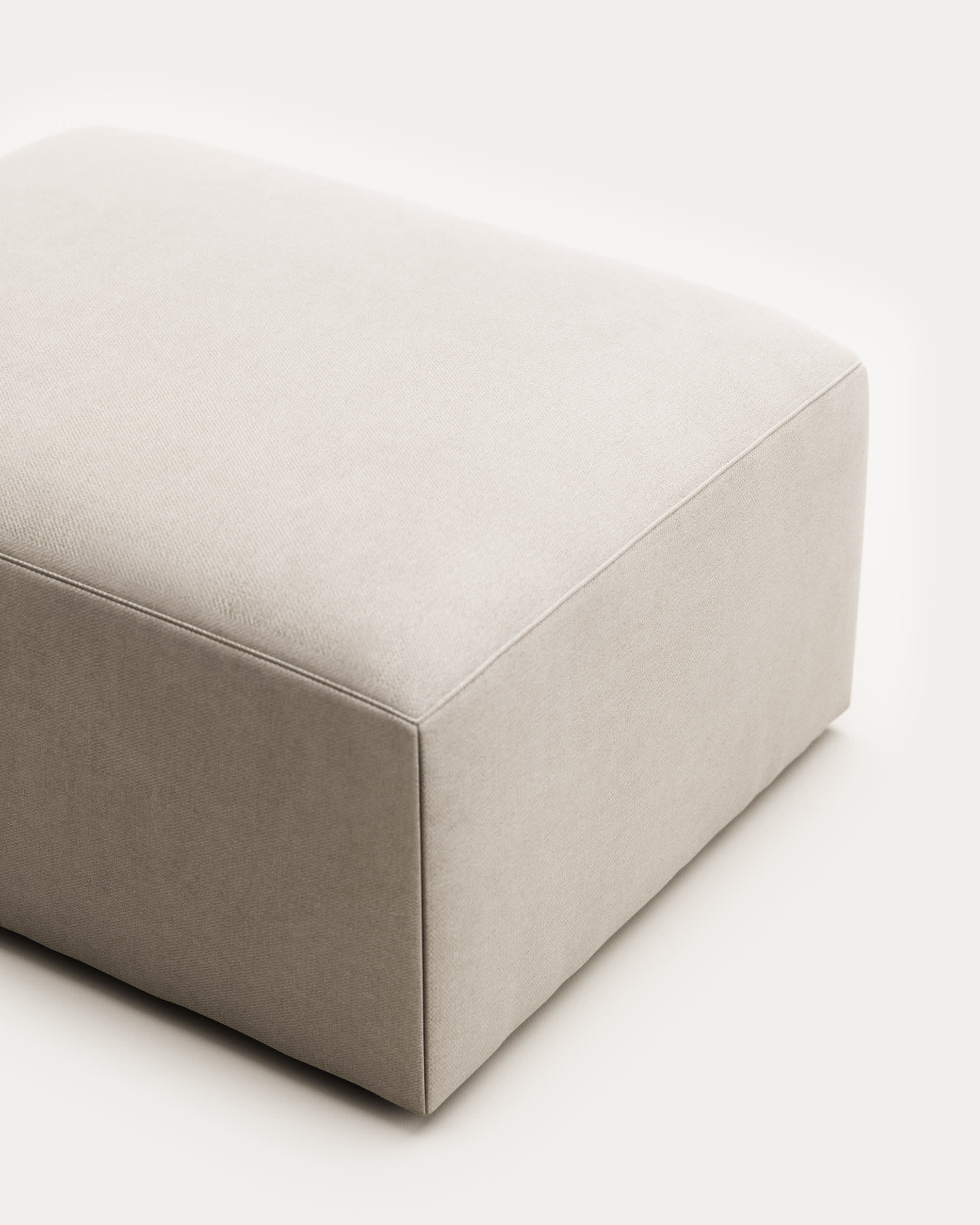 Blok fire-retardant footrest in white chenille 90 x 74cm