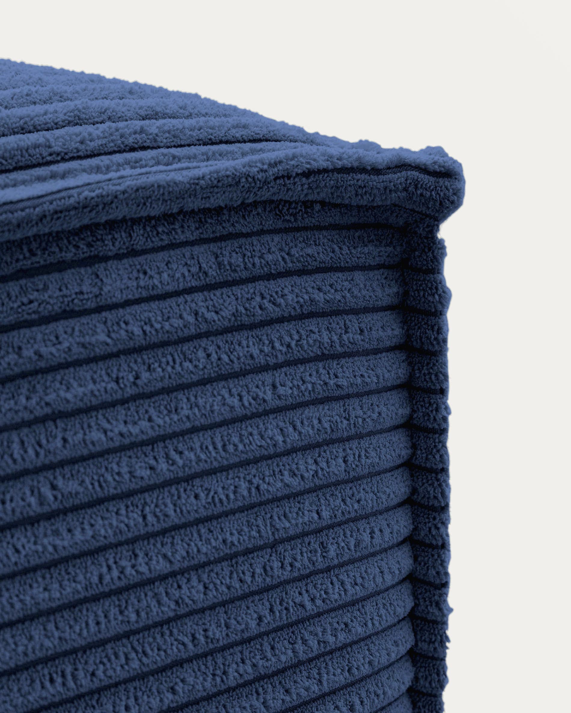 Blok fire-retardant footrest in thick blue corduroy 90 x 74cm FSC Mix Credit