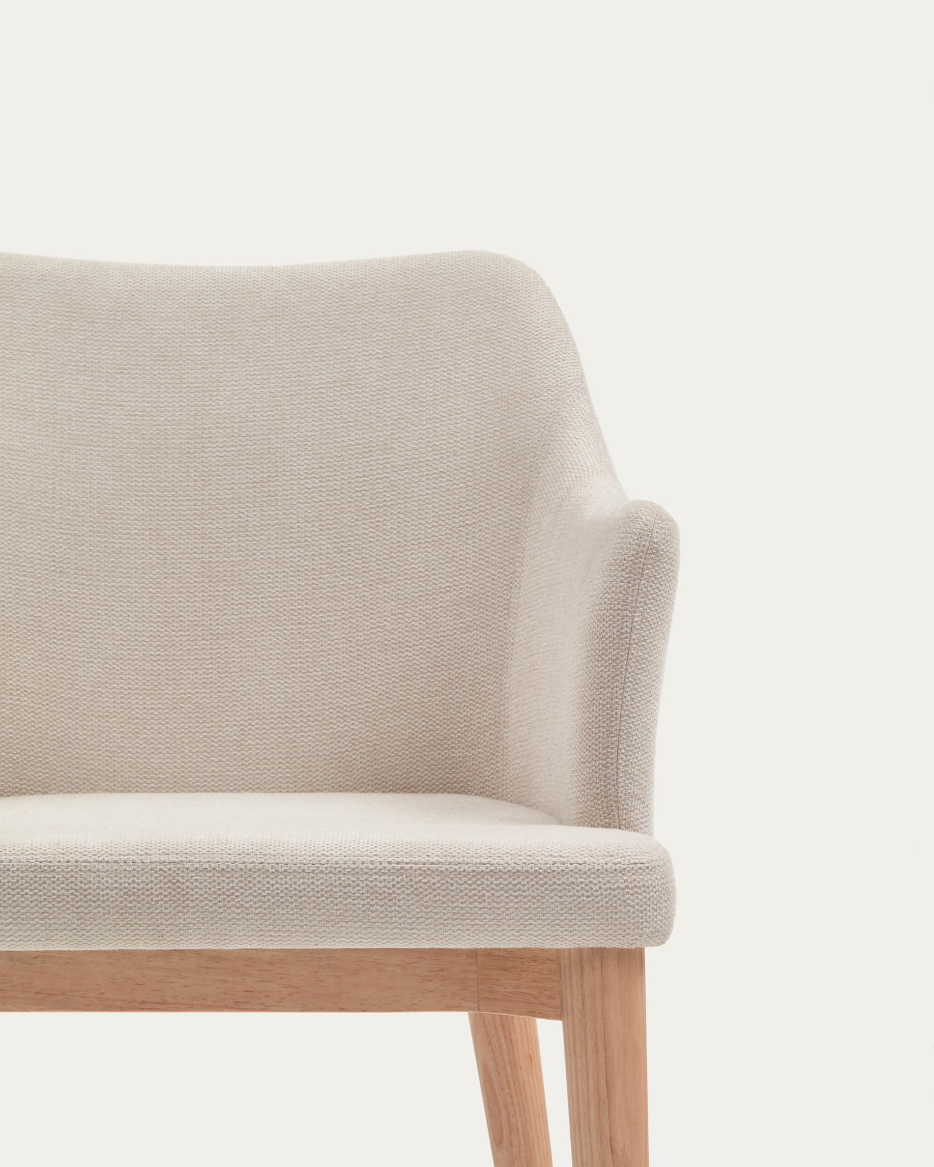 Croft chair in beige chenille with solid ash wood legs