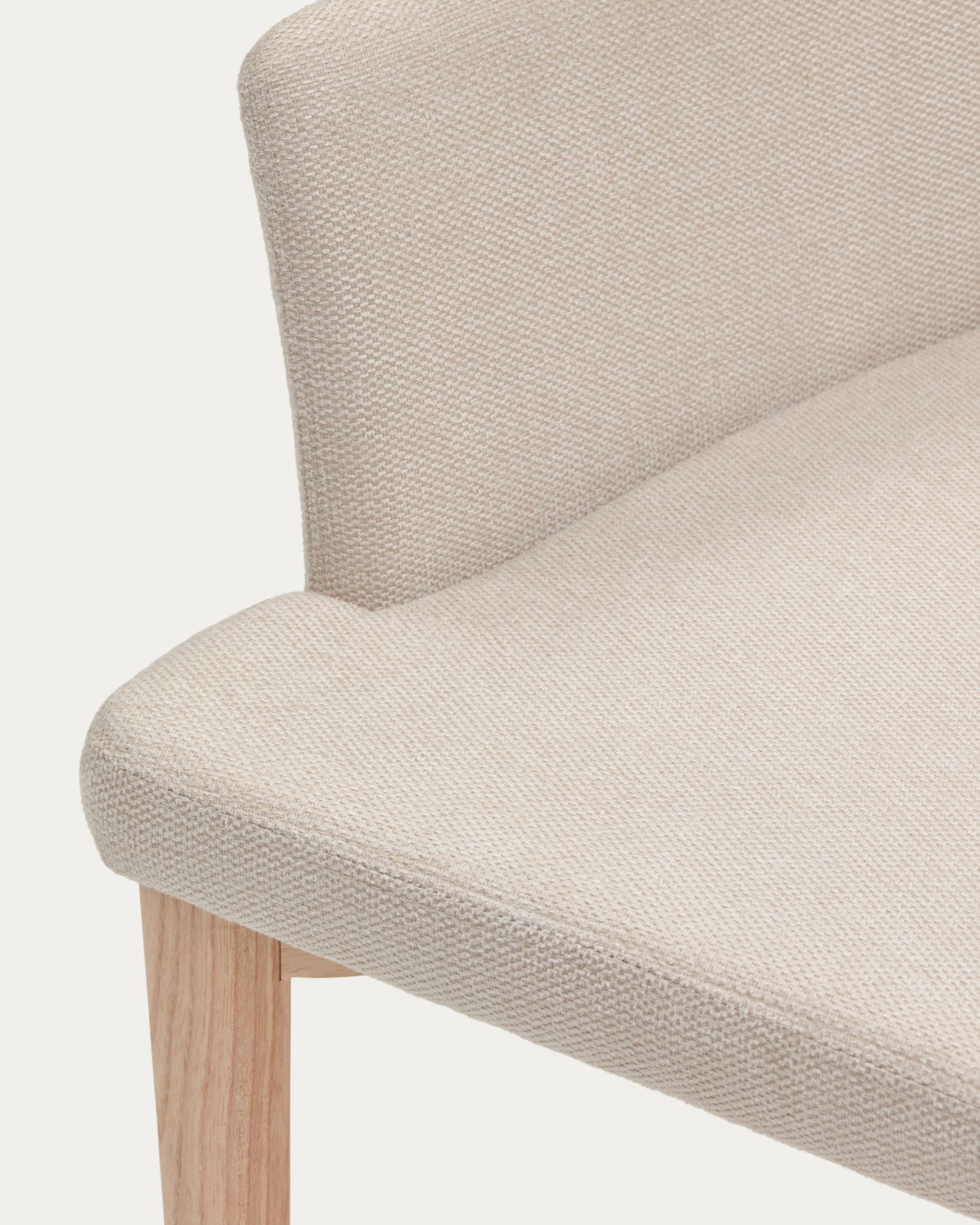 Croft chair in beige chenille with solid ash wood legs