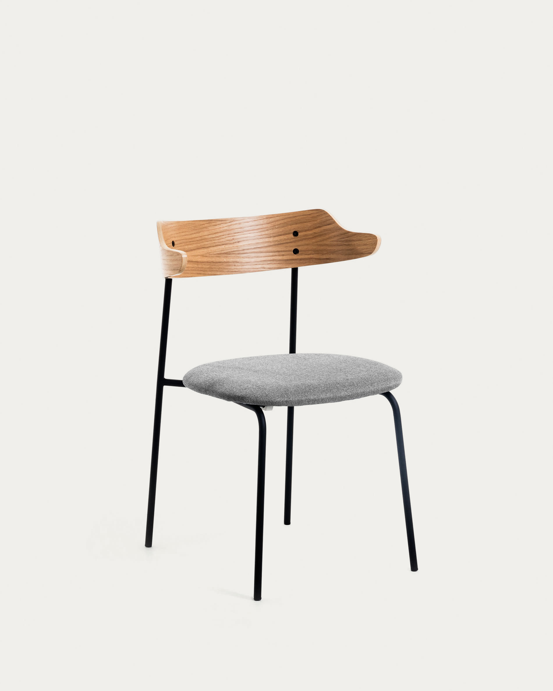 Olympia stackable chair in oak veneer and steel with black finish
