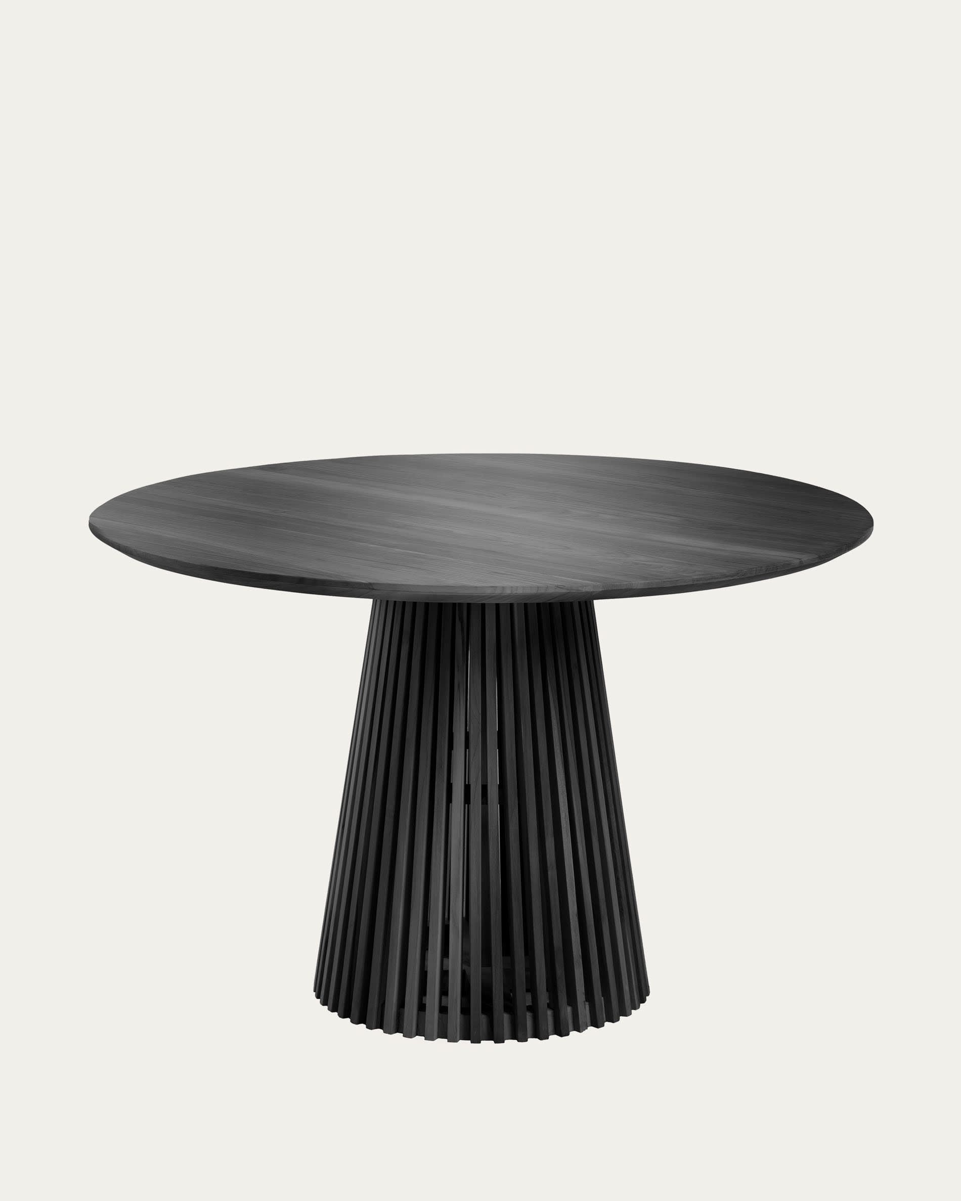 White cedar wood table top with black finish for Jeanette round table, Ø 120 cm
