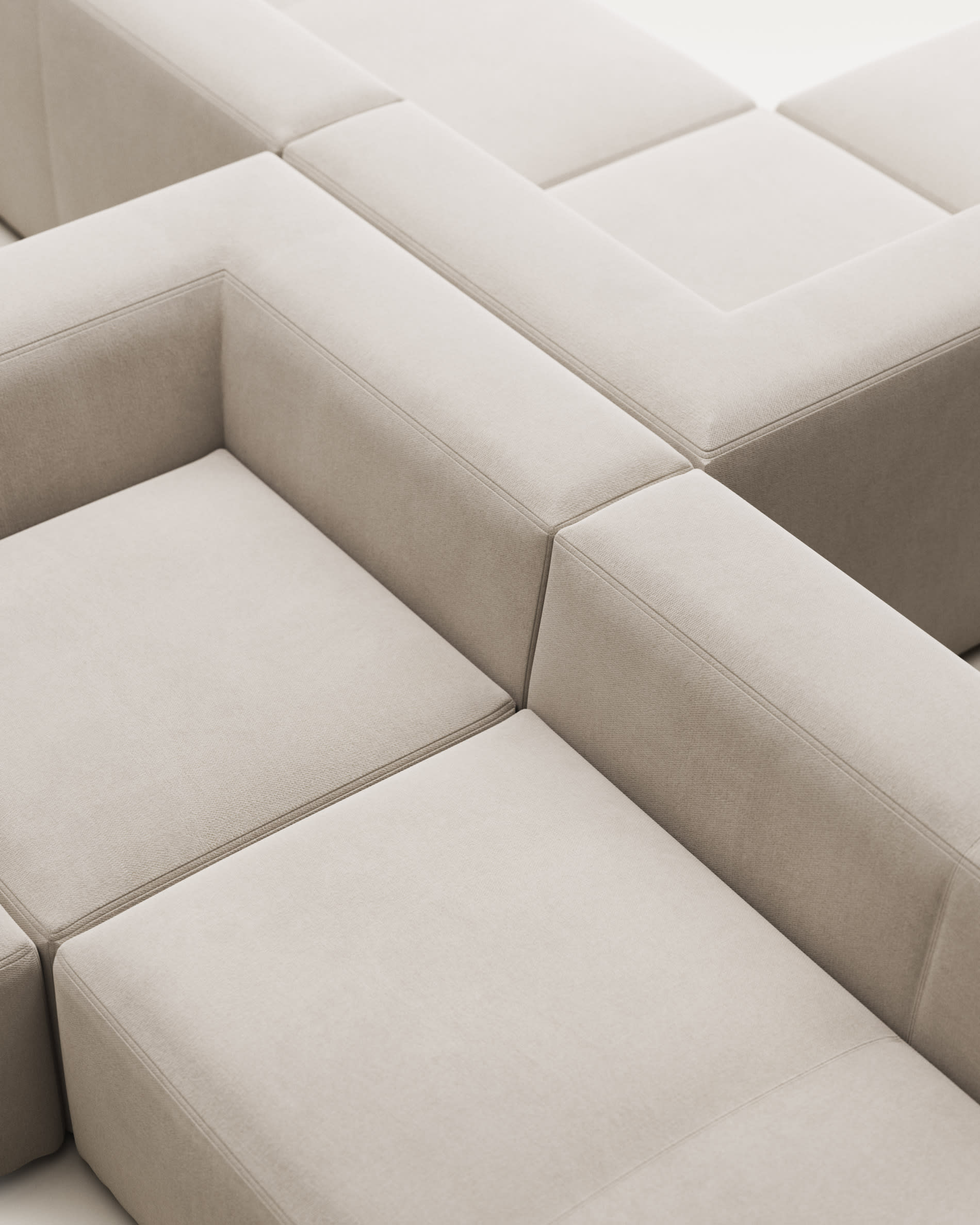 Blok 6 seater corner sofa in white, 320 x 320 cm FR