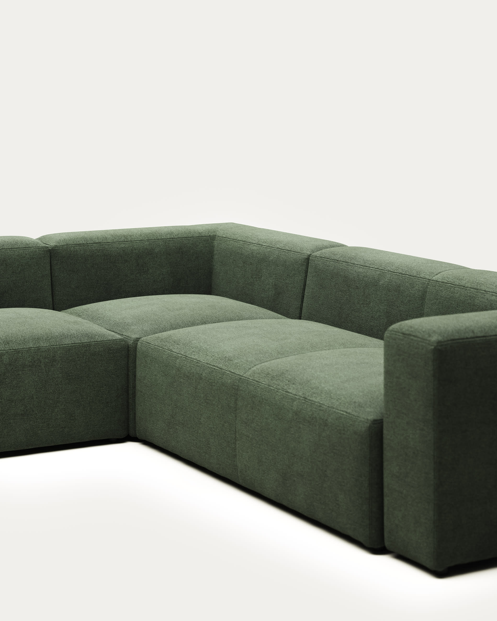 Blok 5 seater corner sofa in green, 320 x 290 cm / 290 x 320 cm FR