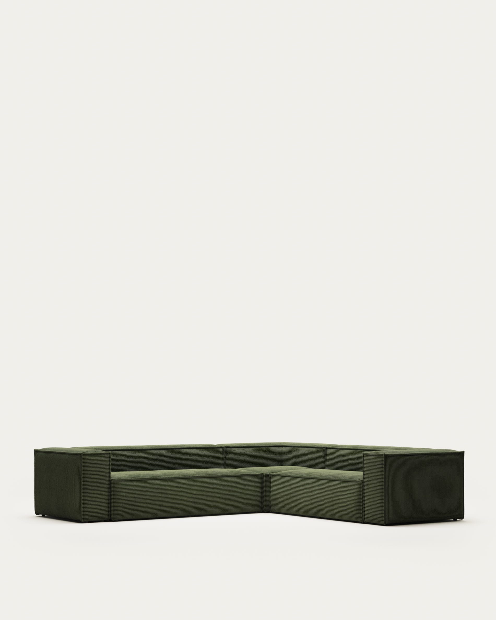 Blok 5 seater corner sofa in green wide seam corduroy, 320 x 290 / 290 x 320 cm FSC Mix Credit