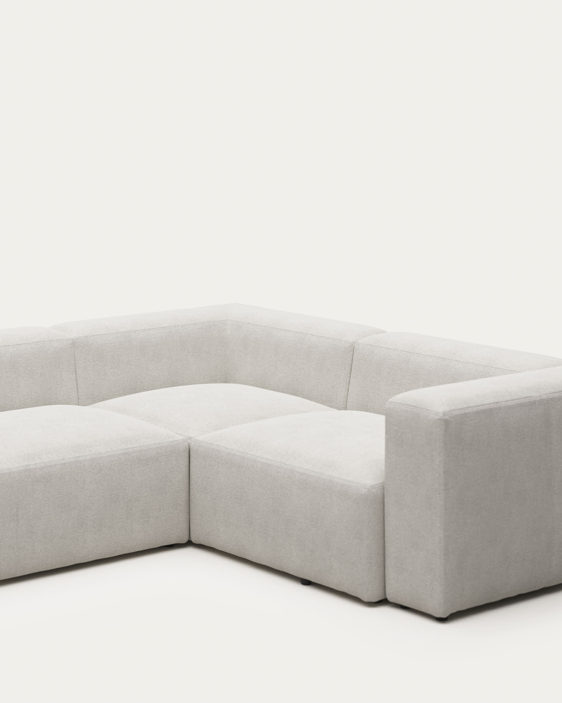 Blok 3 seater corner sofa in white fleece, 290 x 230 cm / 230 x 320 cm FR