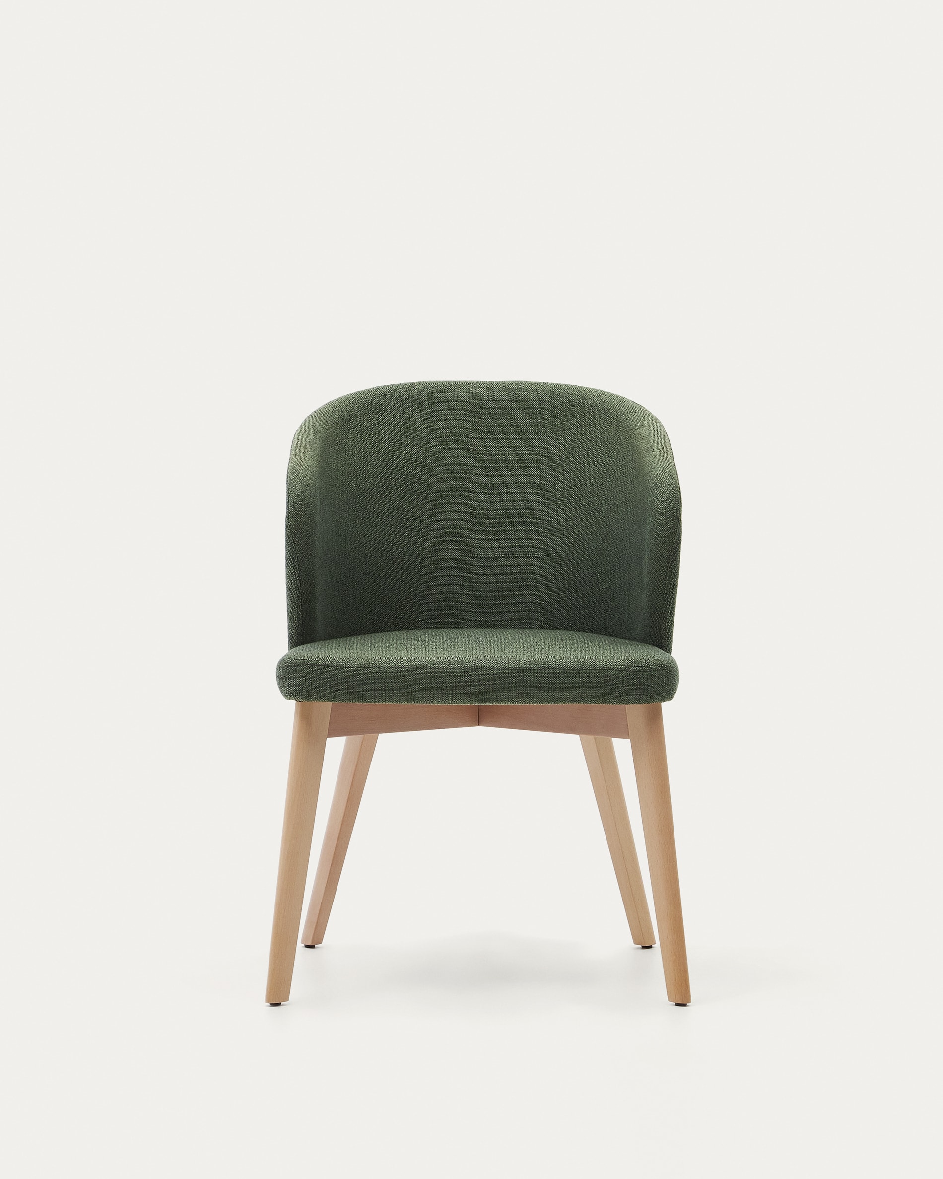 Darice chair in green chenille and solid beech wood in a natural finish FSC 100%