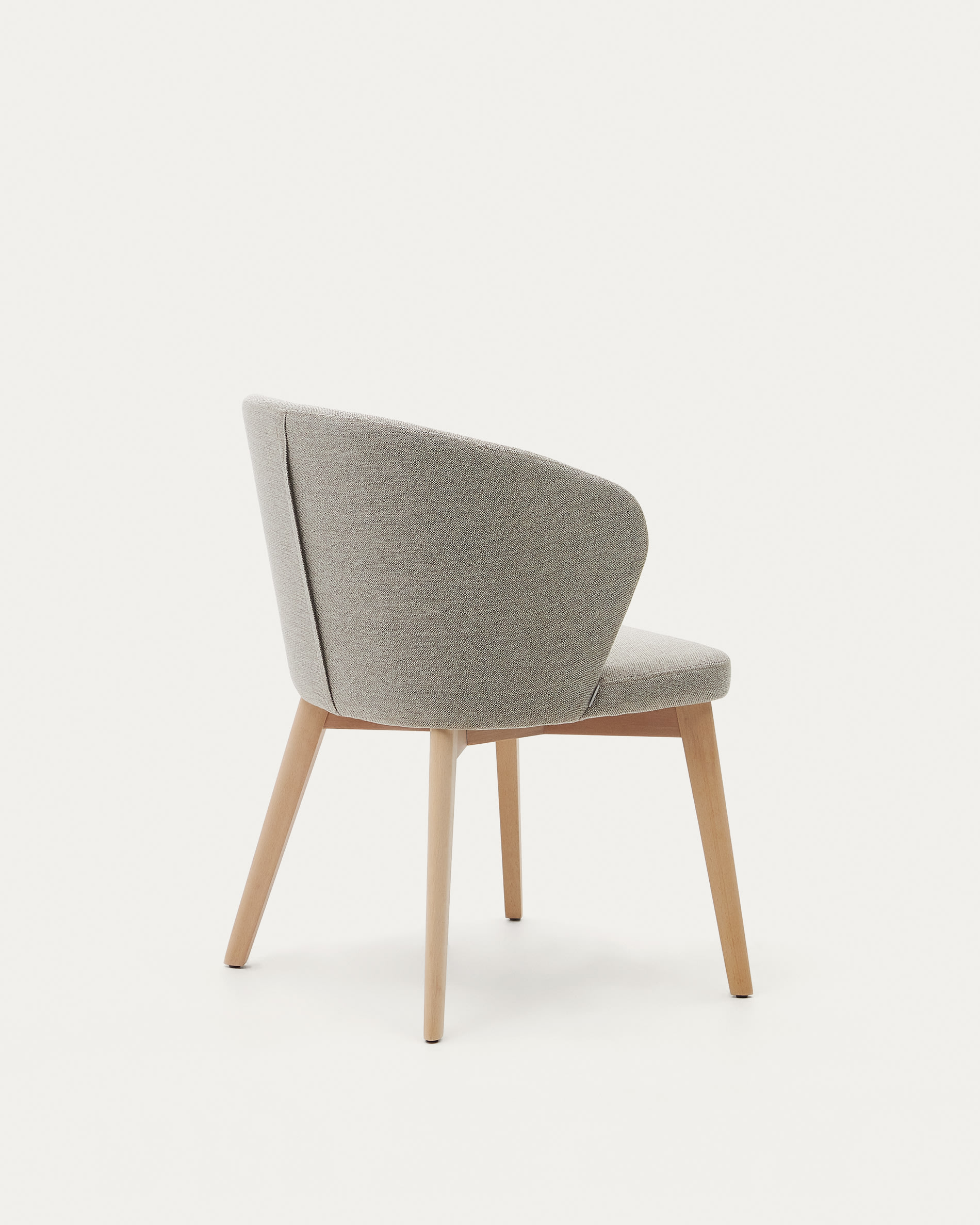 Darice chair in brown chenille and solid beech wood in a natural finish FSC 100%