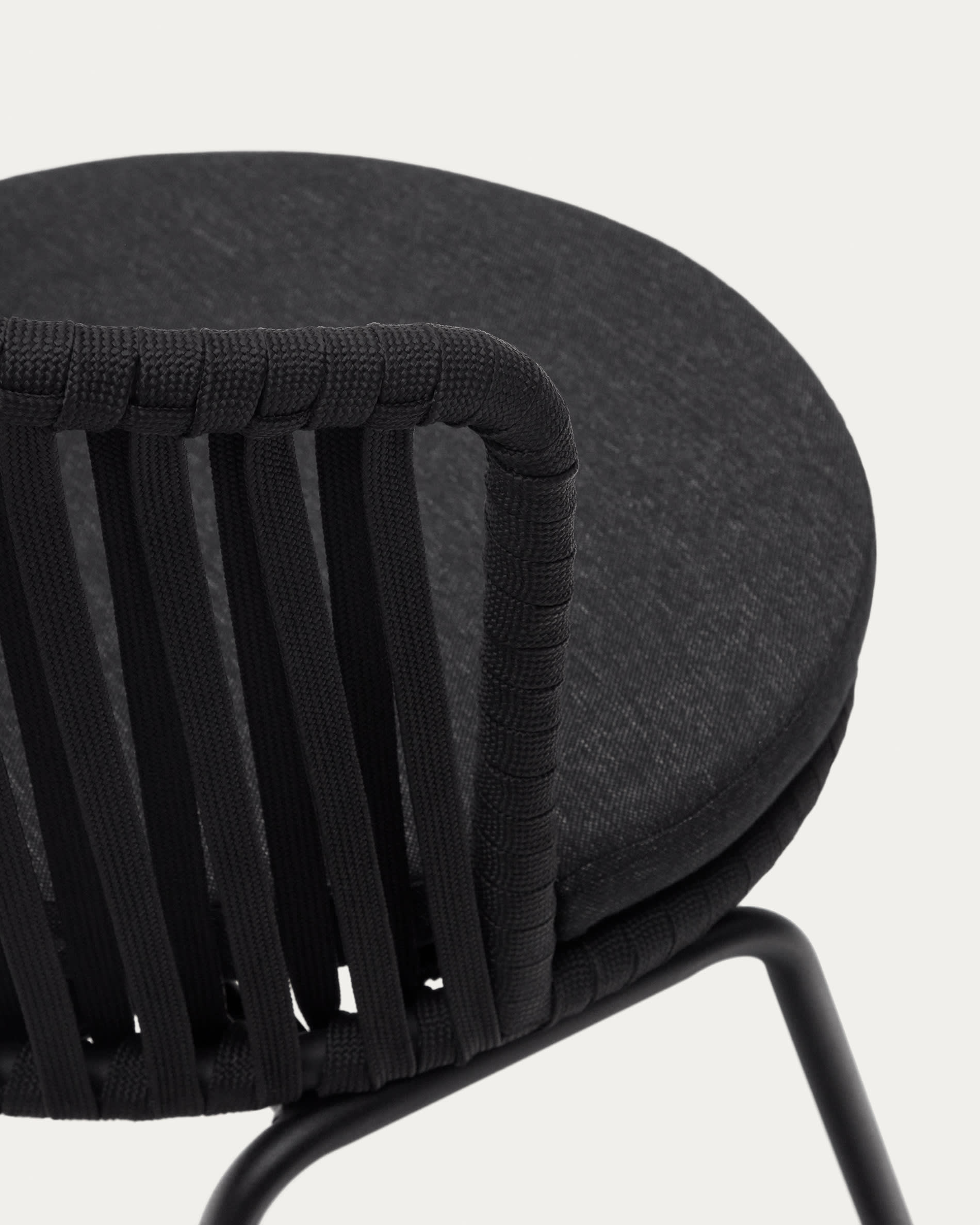 Saconca outdoor chair with cord and black galvanised steel