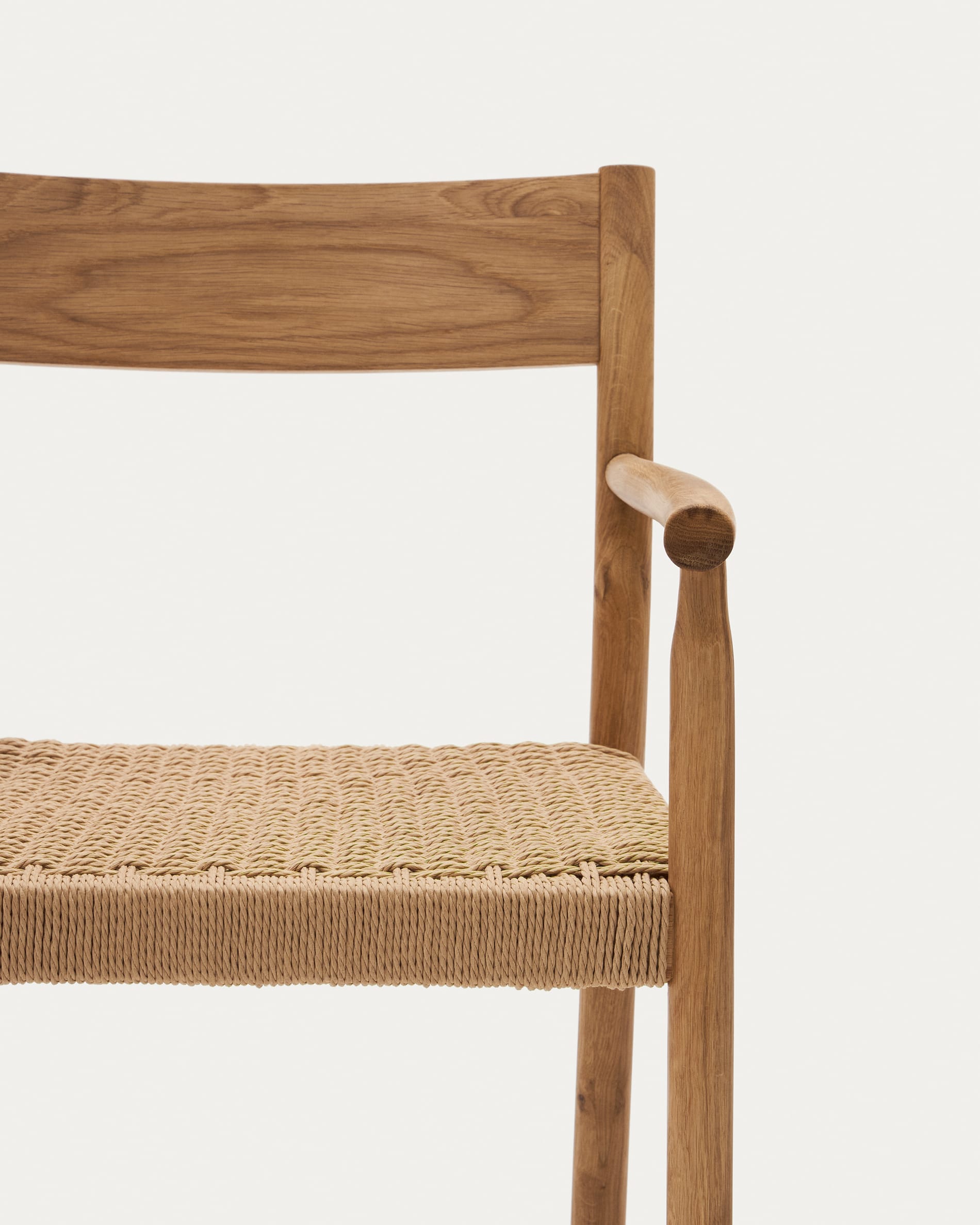 Yalia chair in solid oak wood with natural finish and rope seat FSC Mix Credit