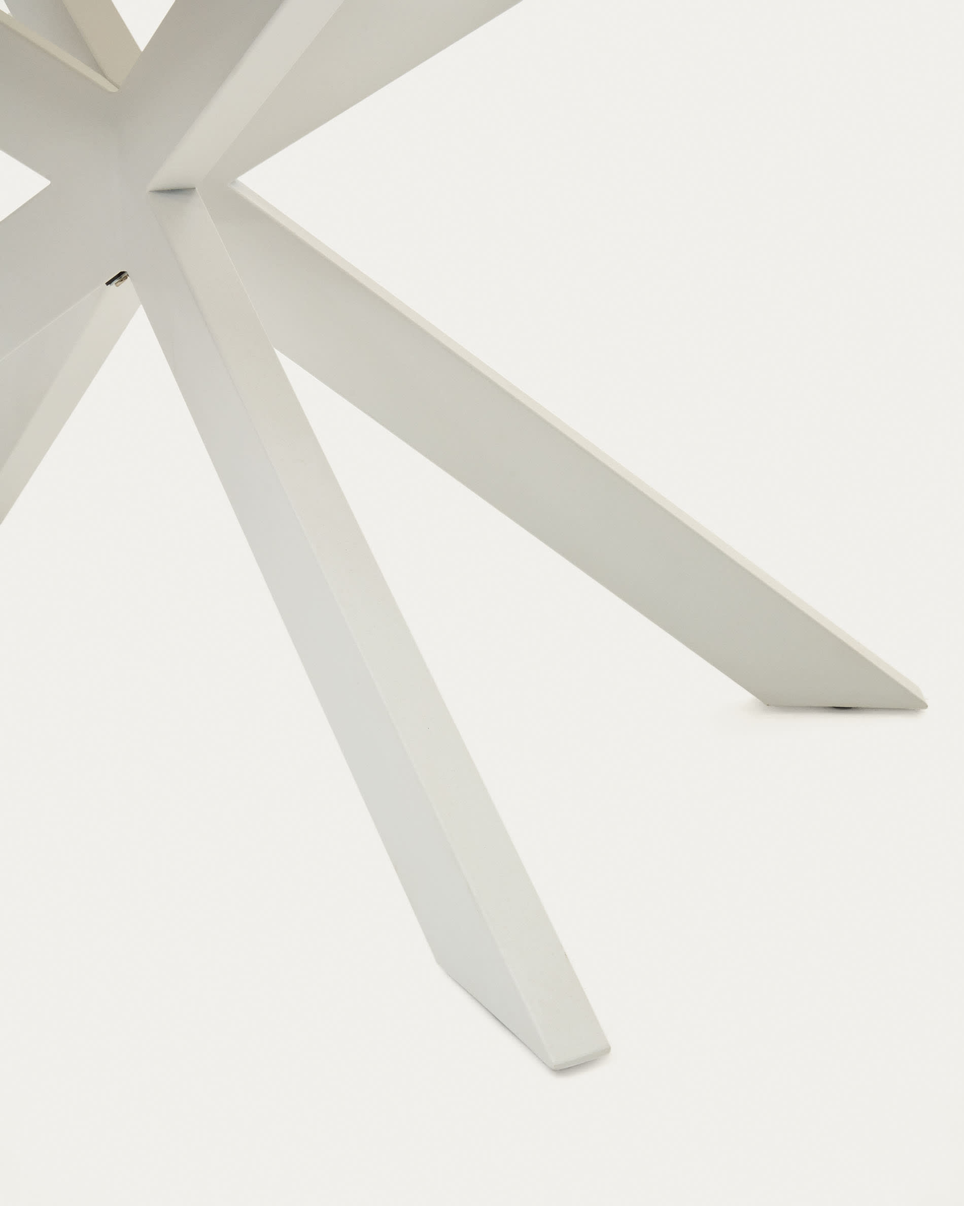 Atminda extendable table in glass and MDF with steel legs in white, 160 (210) x 90 cm