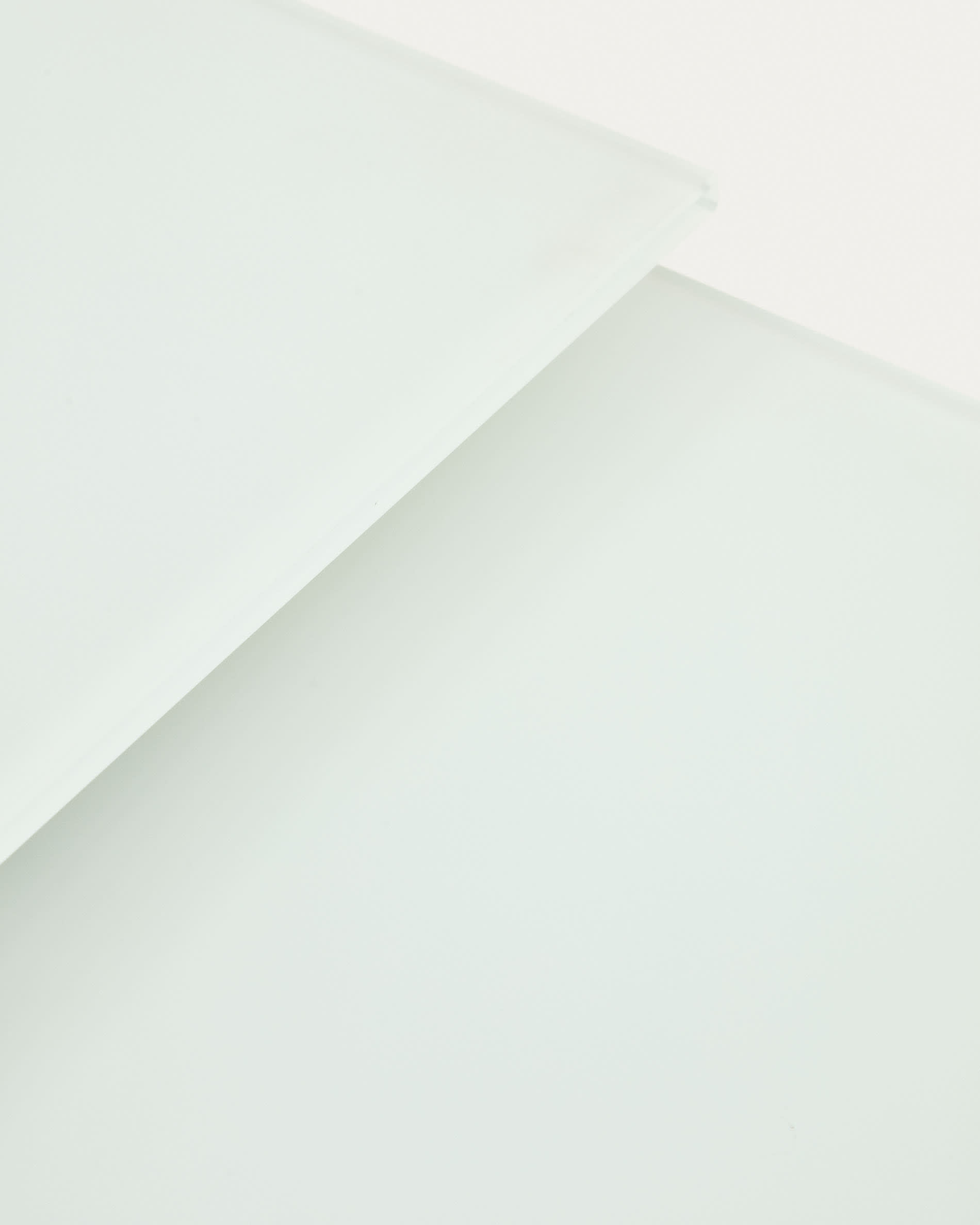 Atminda extendable table in glass and MDF with steel legs in white, 160 (210) x 90 cm