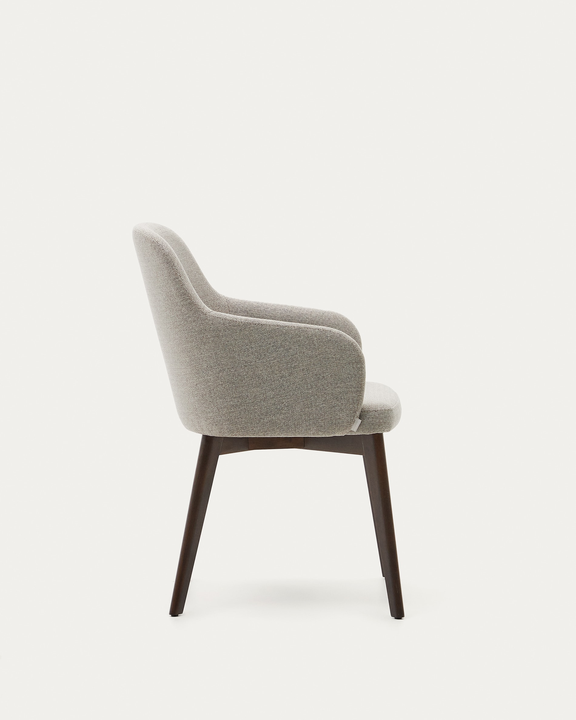 Nelida chair in brown chenille and solid beech wood in a walnut finish FSC 100%
