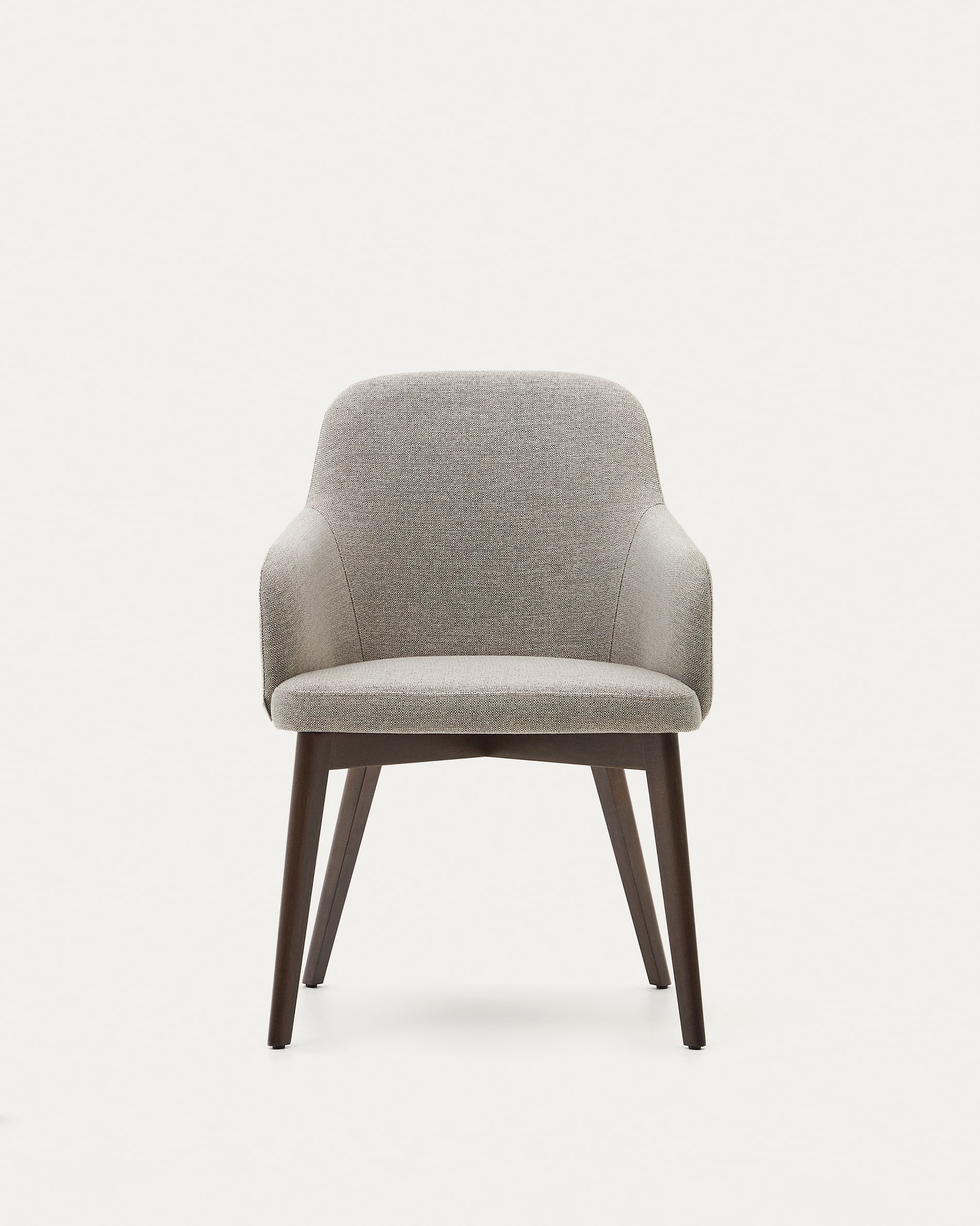 Nelida chair in brown chenille and solid beech wood in a walnut finish FSC 100%