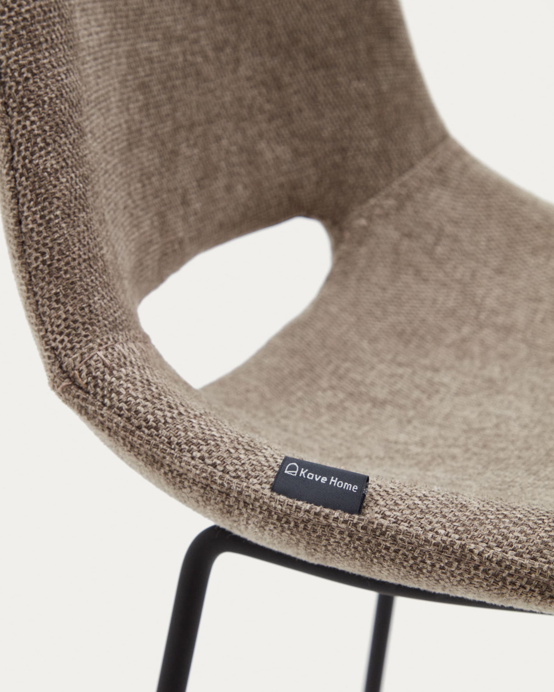 Zahara bar stool in brown with steel legs in black finish, height 65 cm FSC 100%