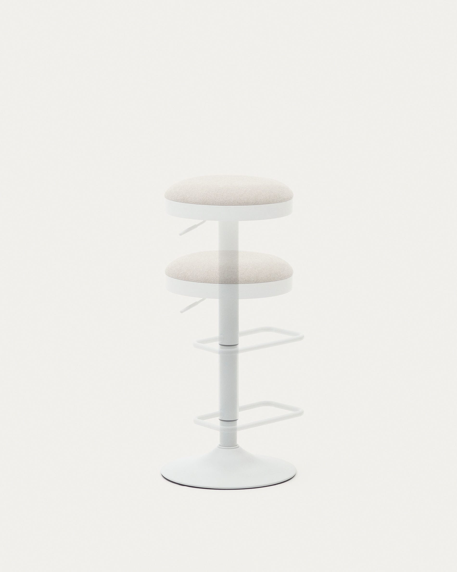 Zaib stool in beige chenille and matt white steel height 63