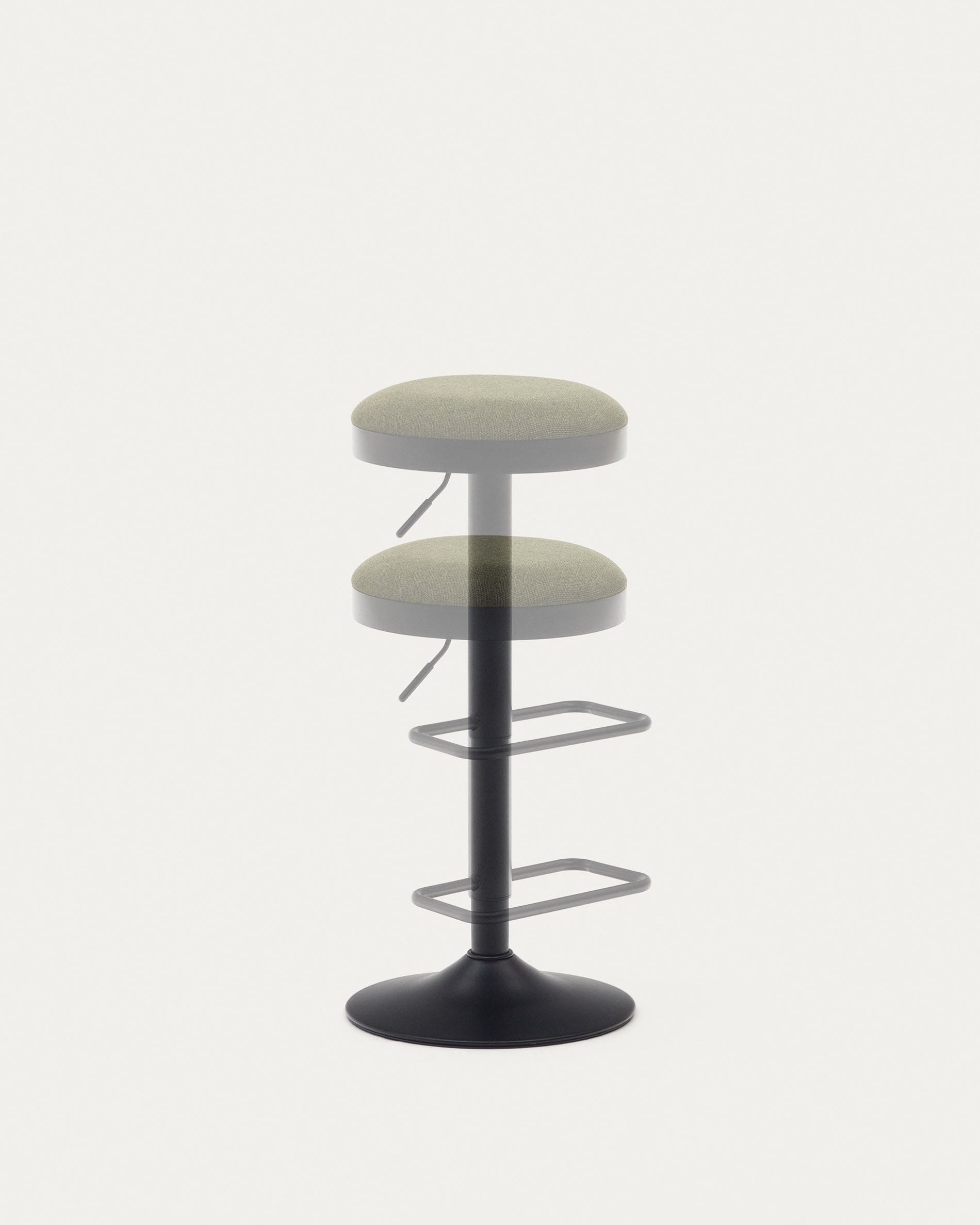 Zaib stool in dark green chenille and matt black steel height 63-84 cm FSC 100%