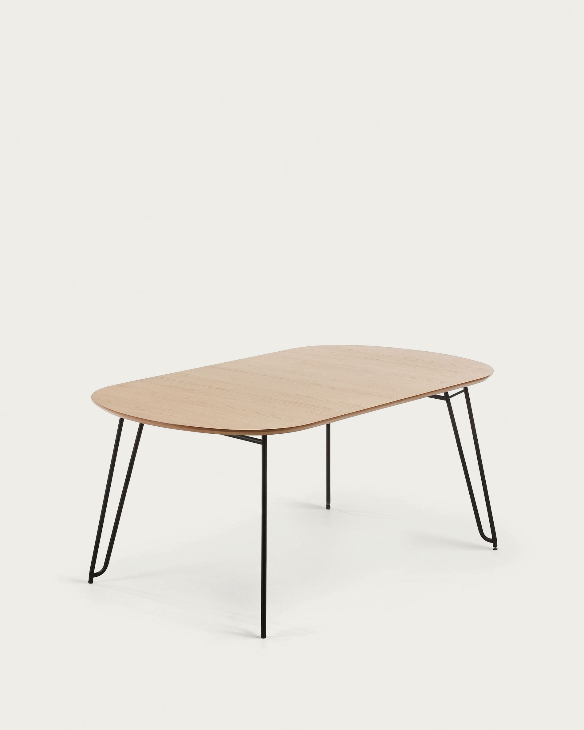 Table extensible Novac 170(320)x100 cm contreplaqué de chêne et pieds en acier — Kave Home