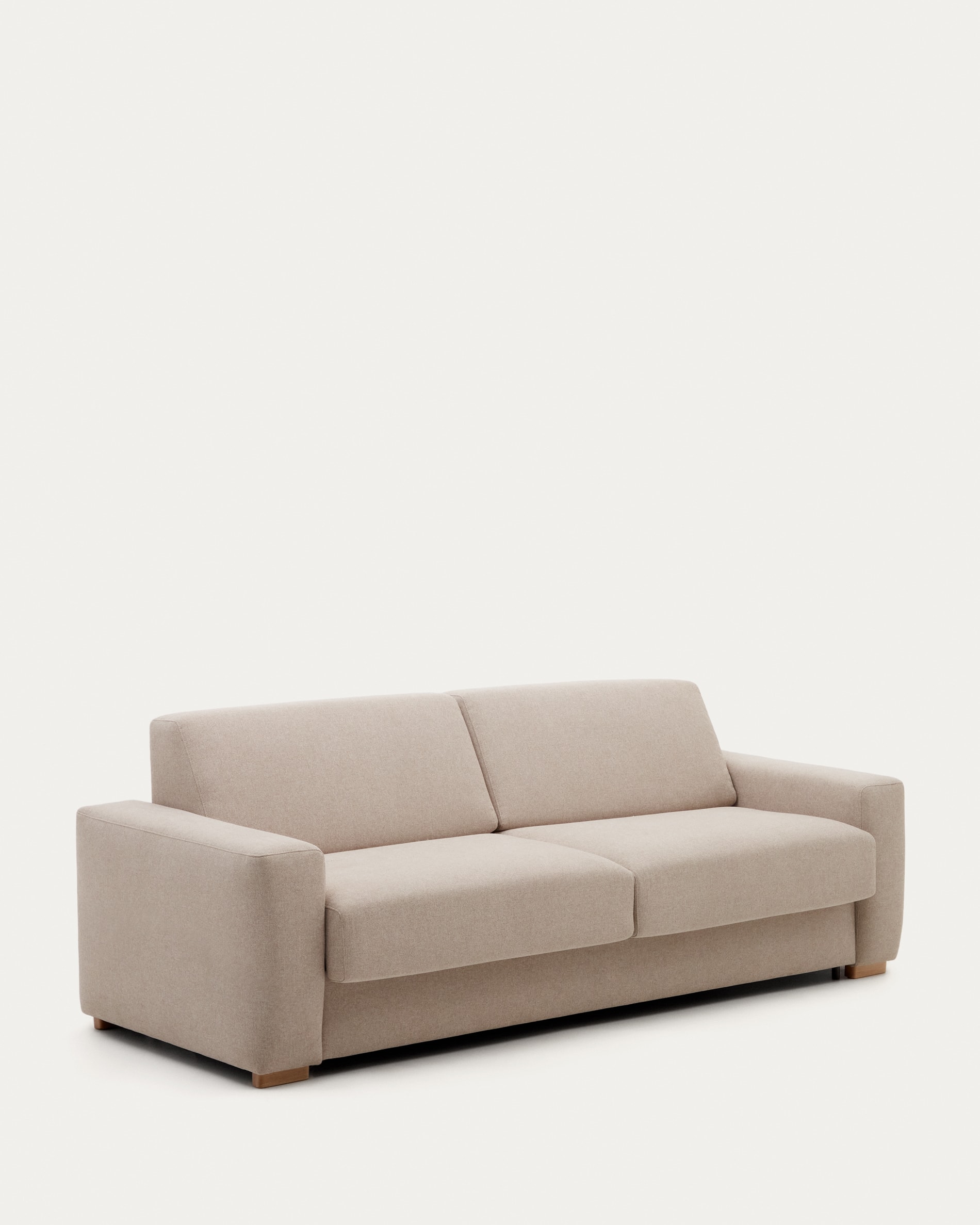 Anley beige 4-seater sofa bed with solid beech wood legs 244cm FSC Mix Credit