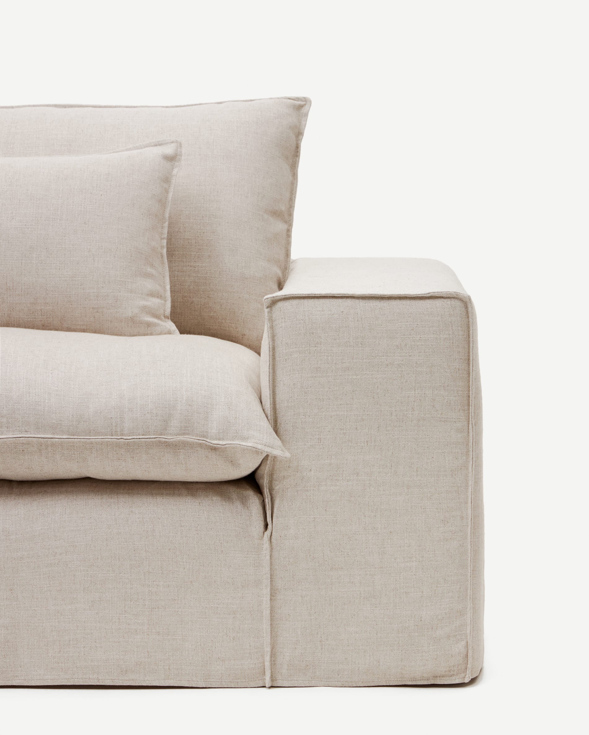 Anarela 3 seater sofa cover in beige linen