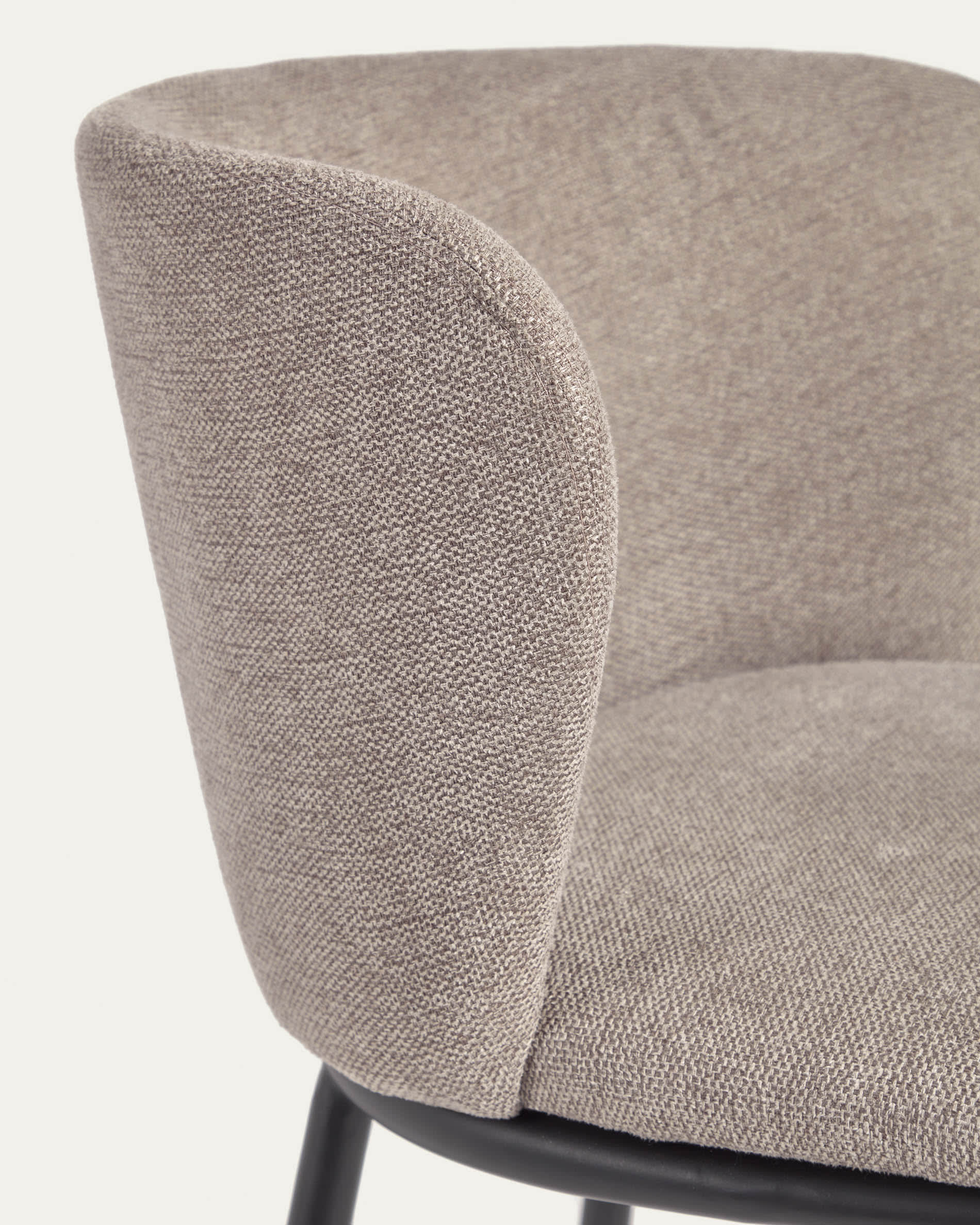 Ciselia chair in light brown chenille and steel legs with black finish FSC Mix Credit