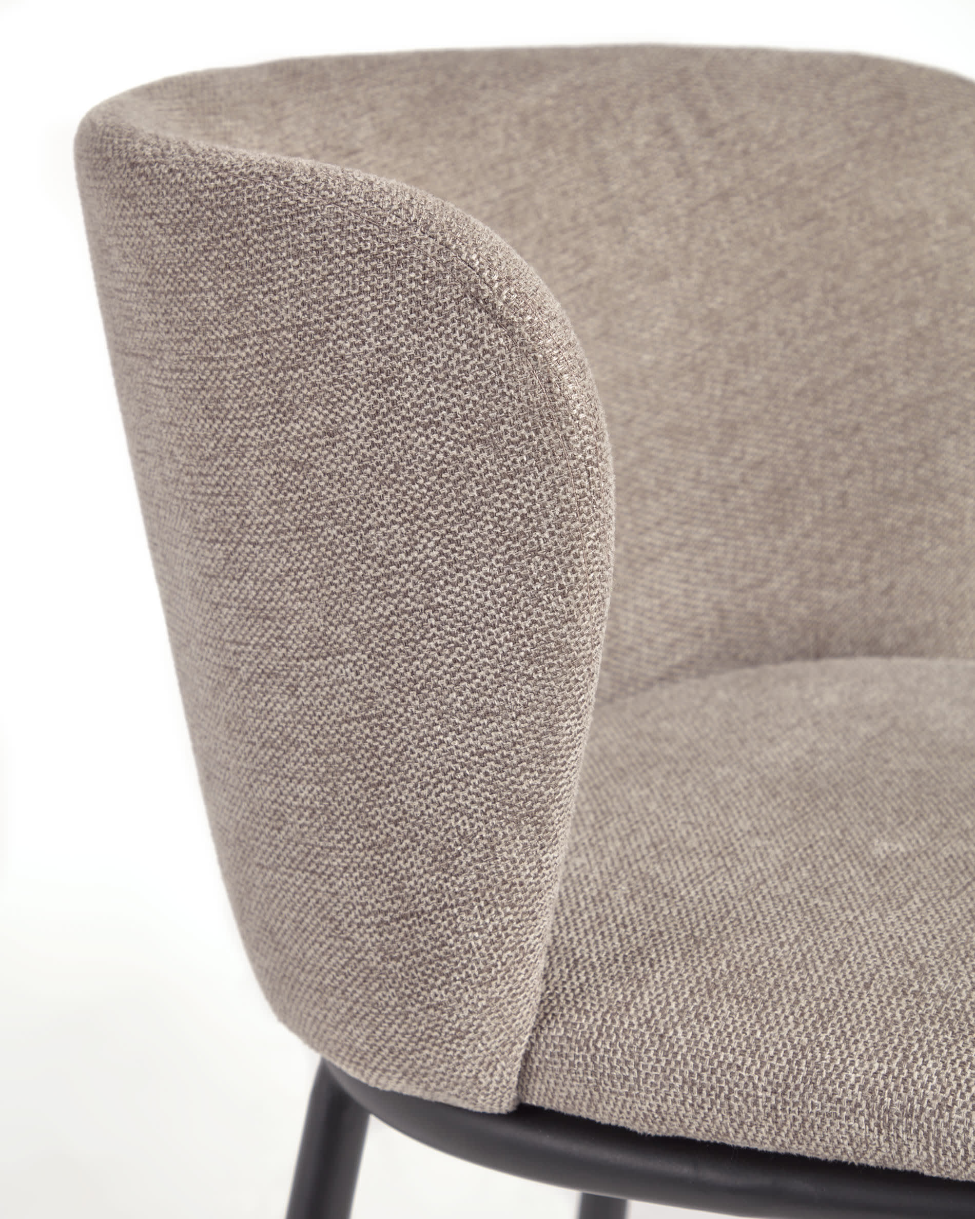 Ciselia stool in brown chenille with steel legs in black, 65 cm height FSC Mix Credit