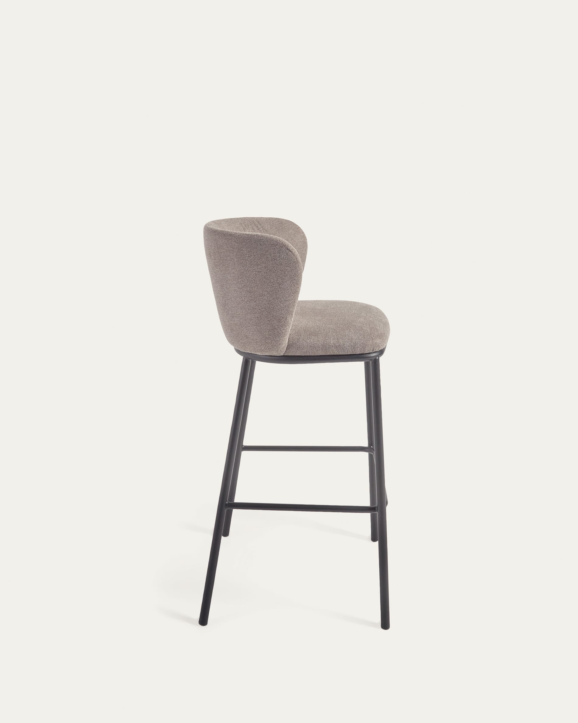 Ciselia stool in light brown chenille and black steel legs 75 cm FSC Mix Credit