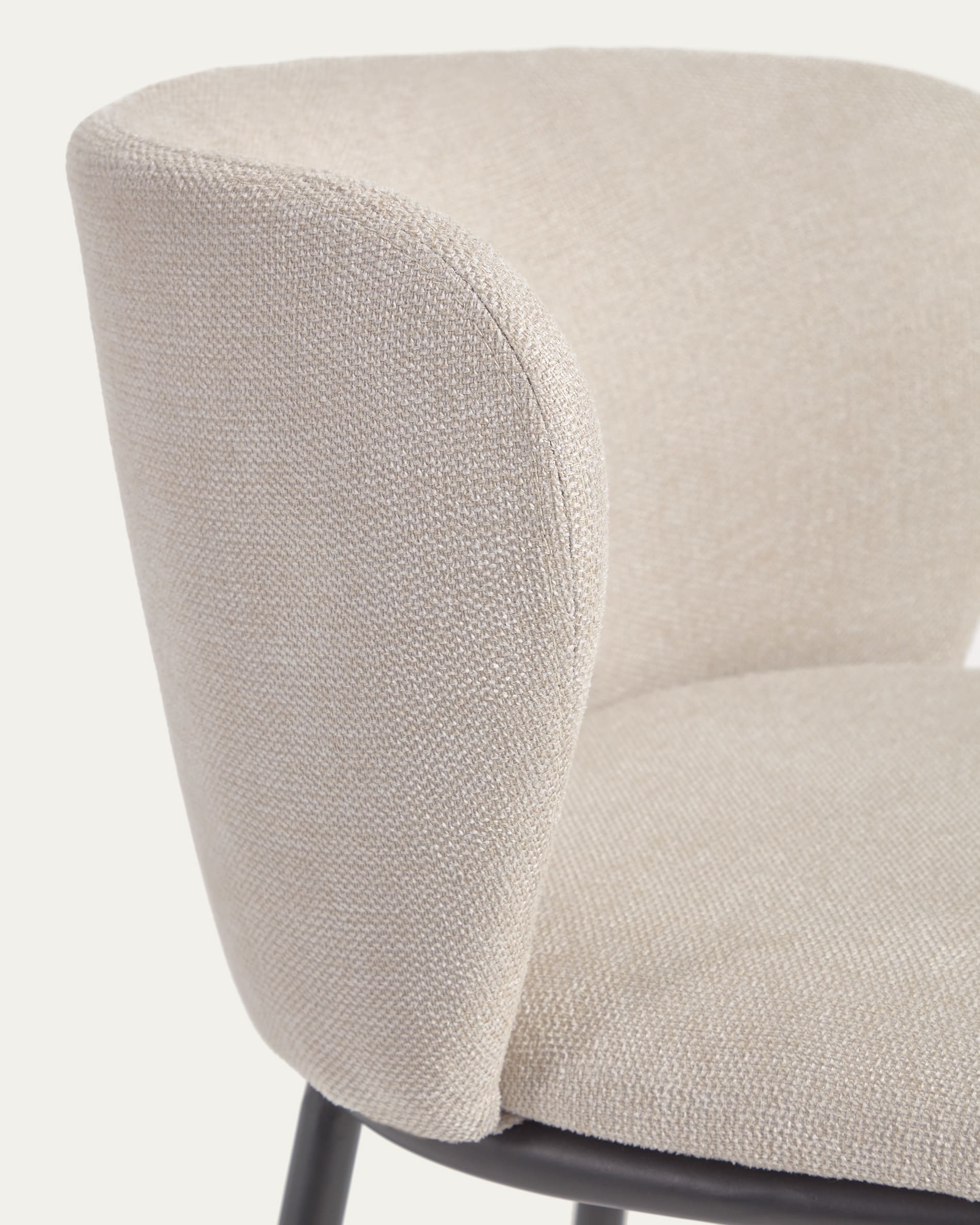 Ciselia stool in beige chenille and black steel legs height 75 cm FSC Mix Credit