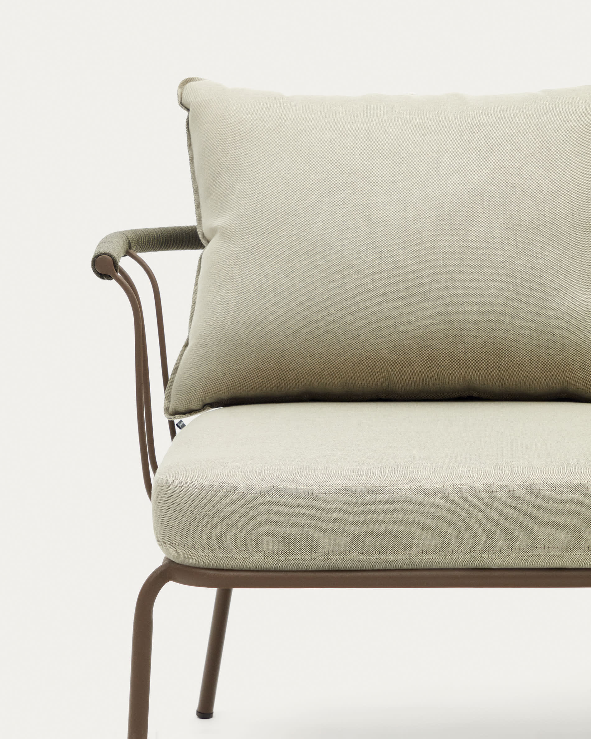 Salguer sofa in green cord and steel with a brown painted finish, 134 cm