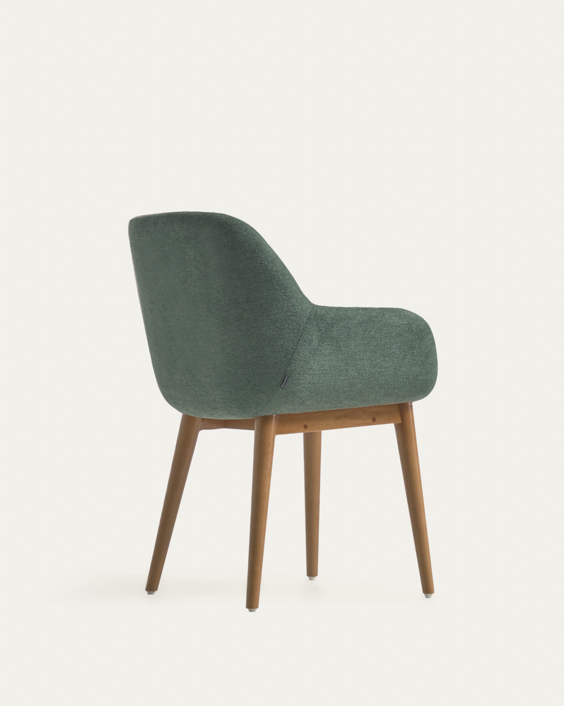 Konna chair in green with solid ash wood legs in a dark finish FR