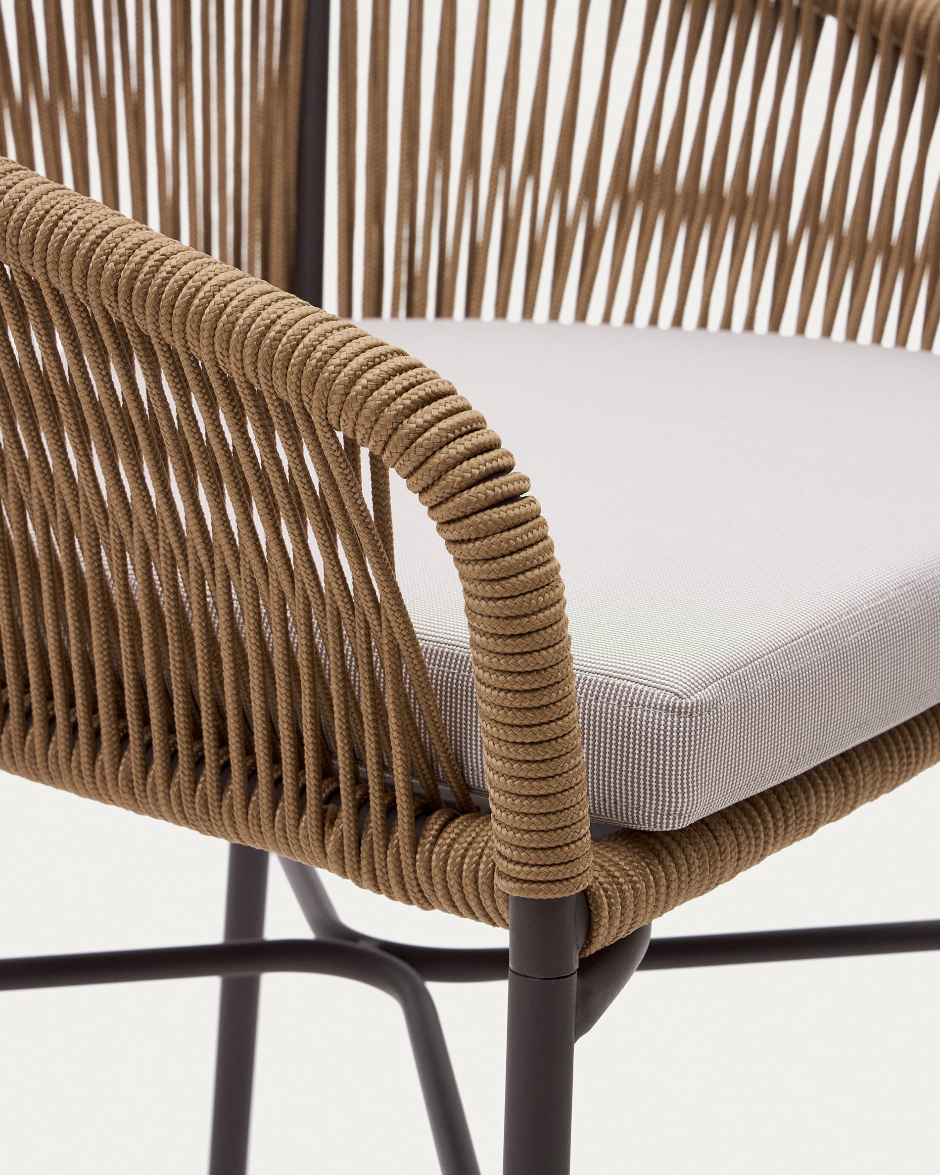 Yanet stool made from beige cord and galvanised steel, height 65 cm