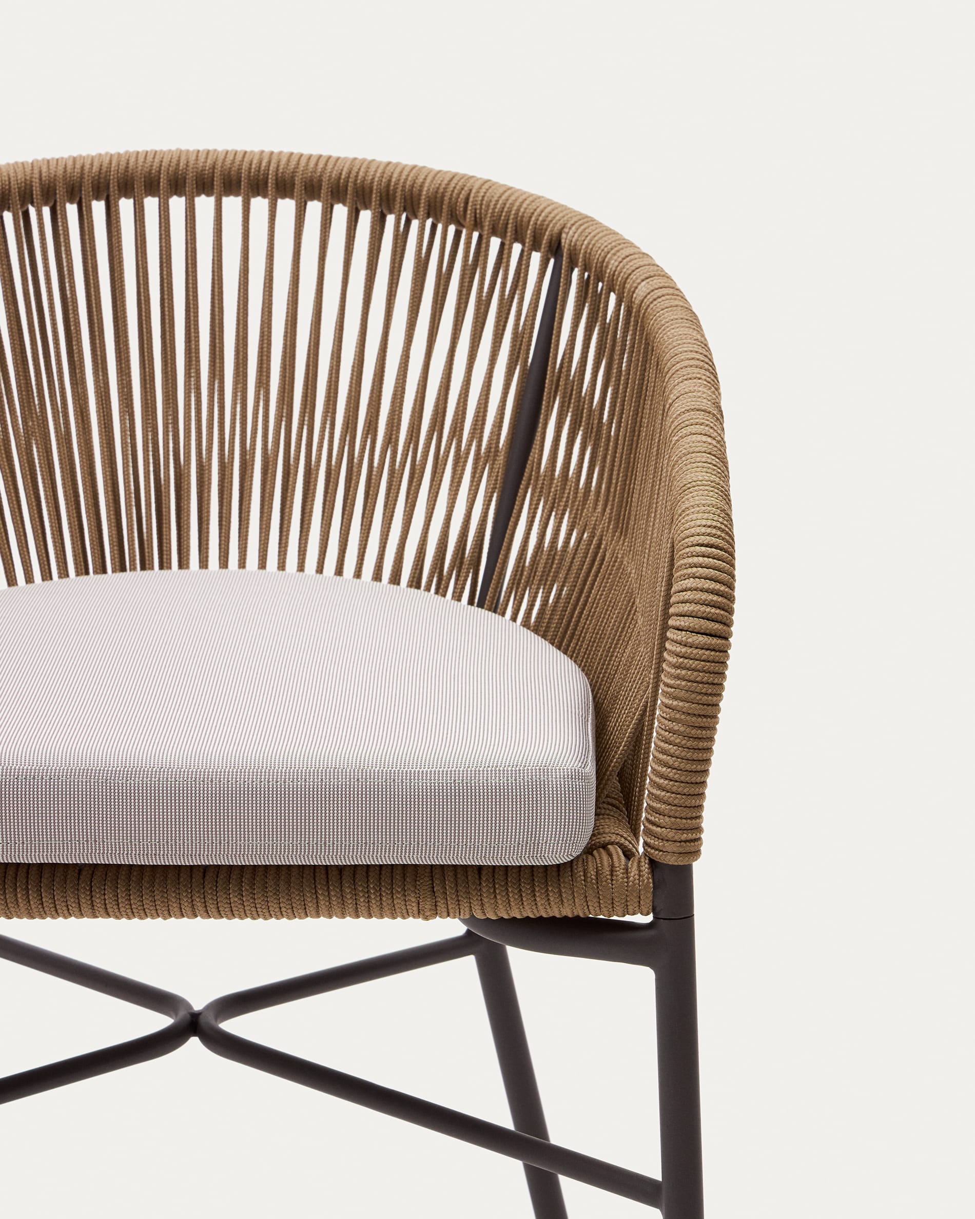 Yanet stool made from beige cord and galvanised steel, height 65 cm