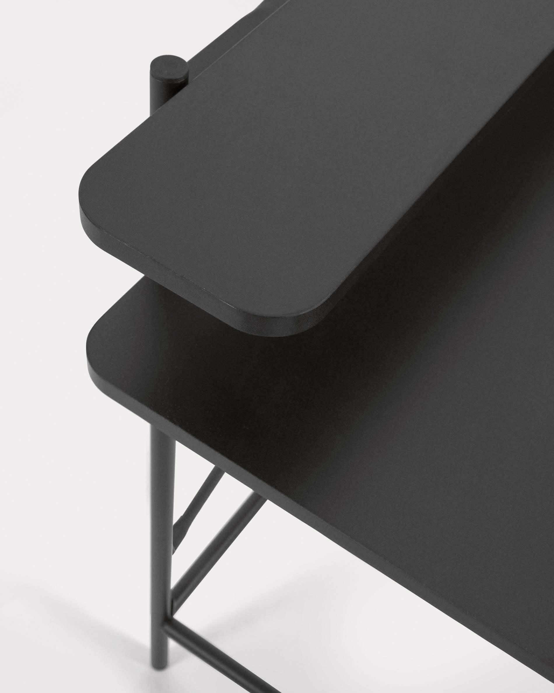 Galatia black melamine table with metal legs in black finish 120 x 60 cm