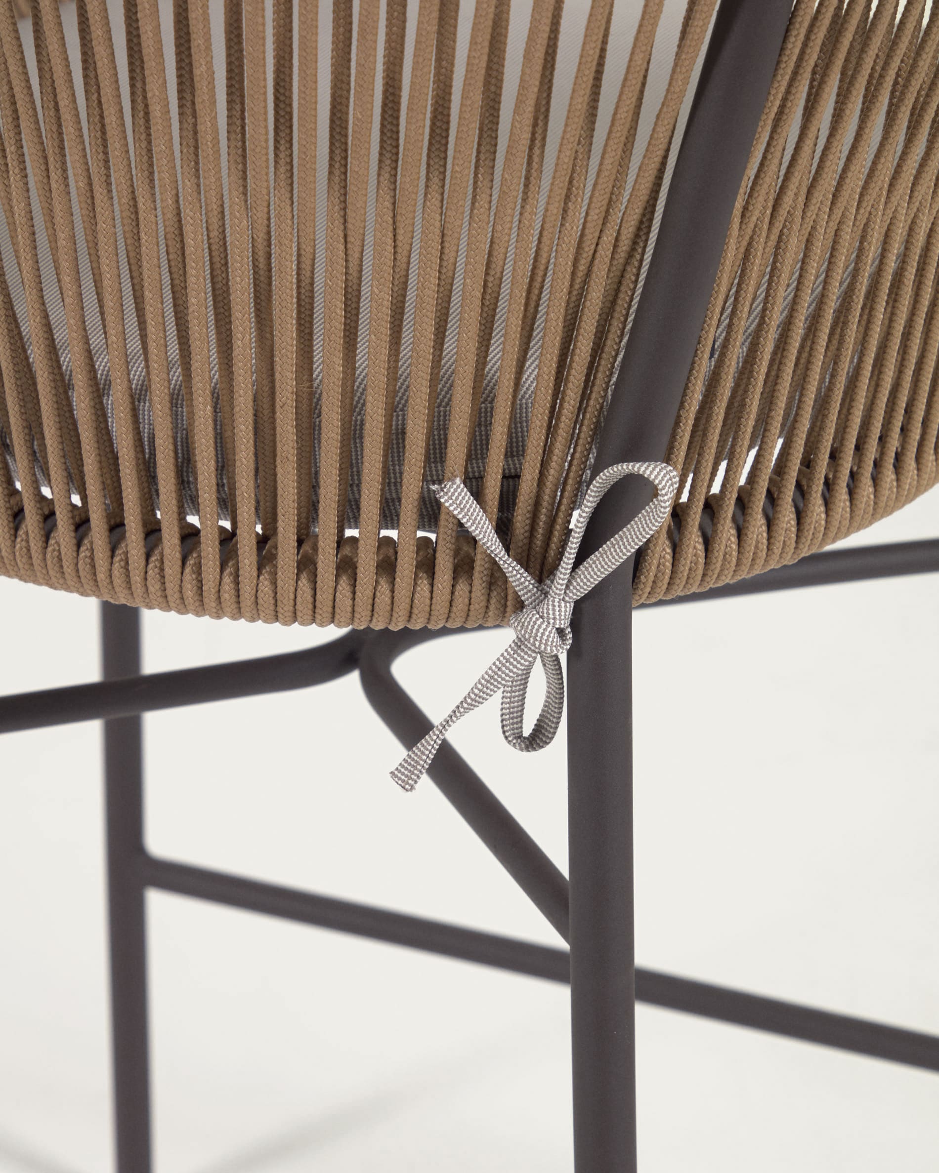 Yanet stool made from beige cord and galvanised steel, height 80 cm