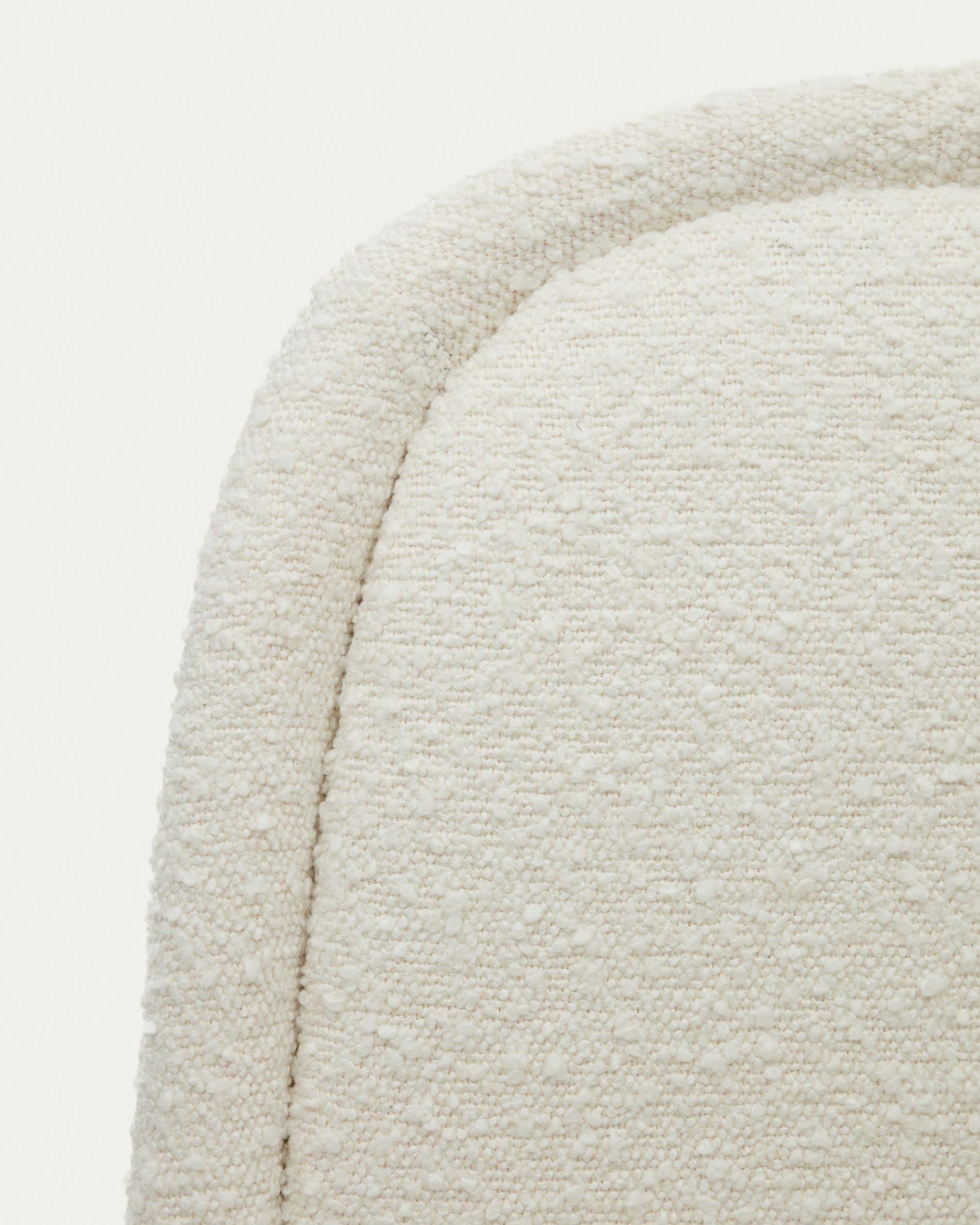 Aimin chair in white bouclé and steel legs with a matte