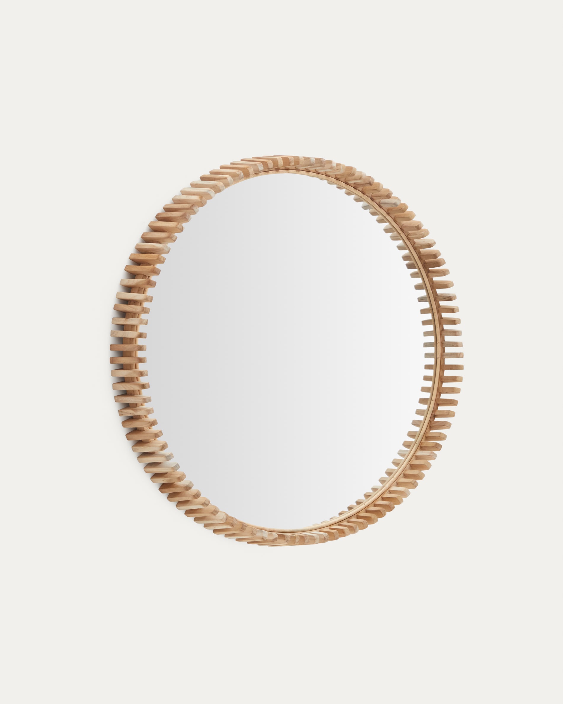 Polke Teak Wood Mirror Ø 80 cm