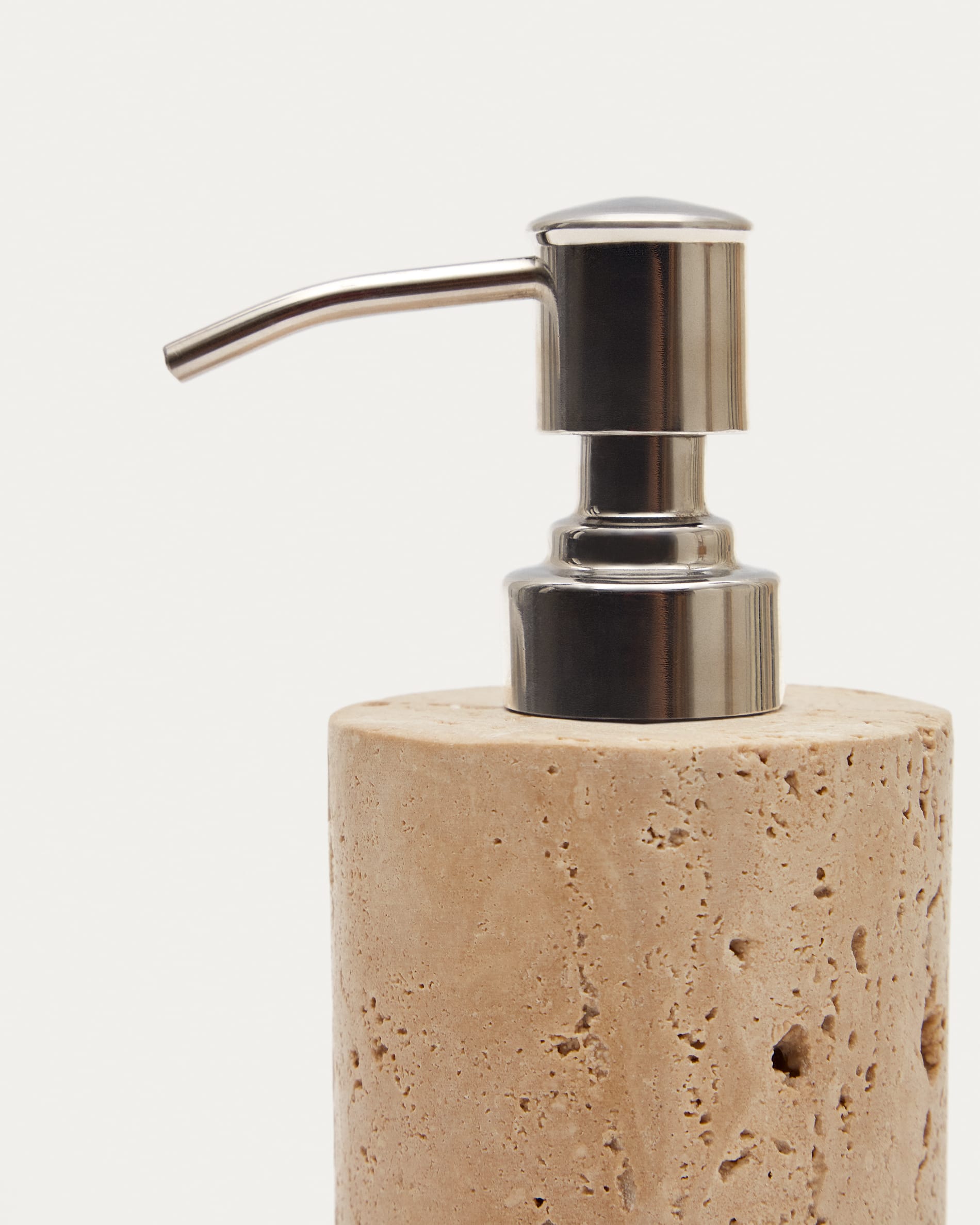 Macre beige travertine soap dispenser