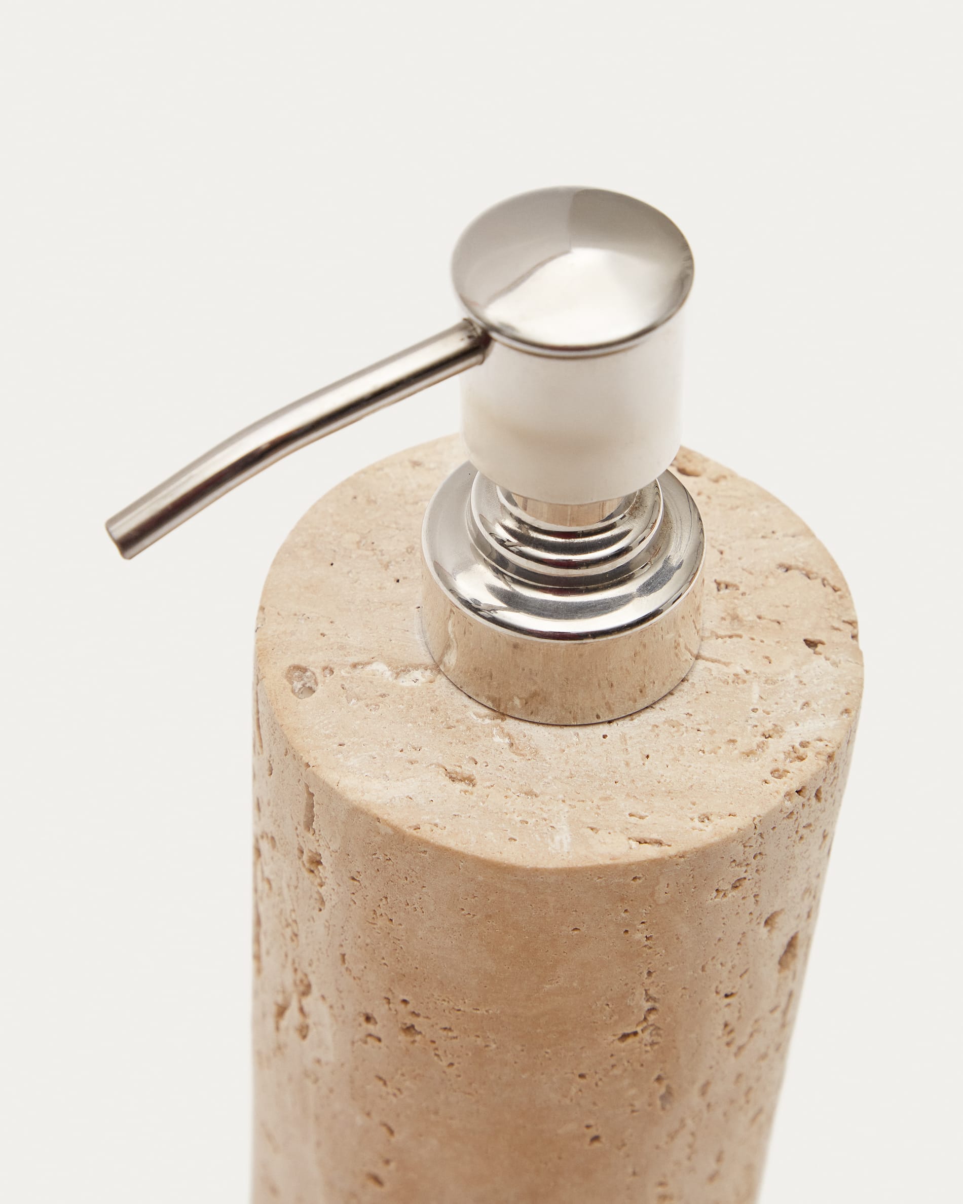 Macre beige travertine soap dispenser