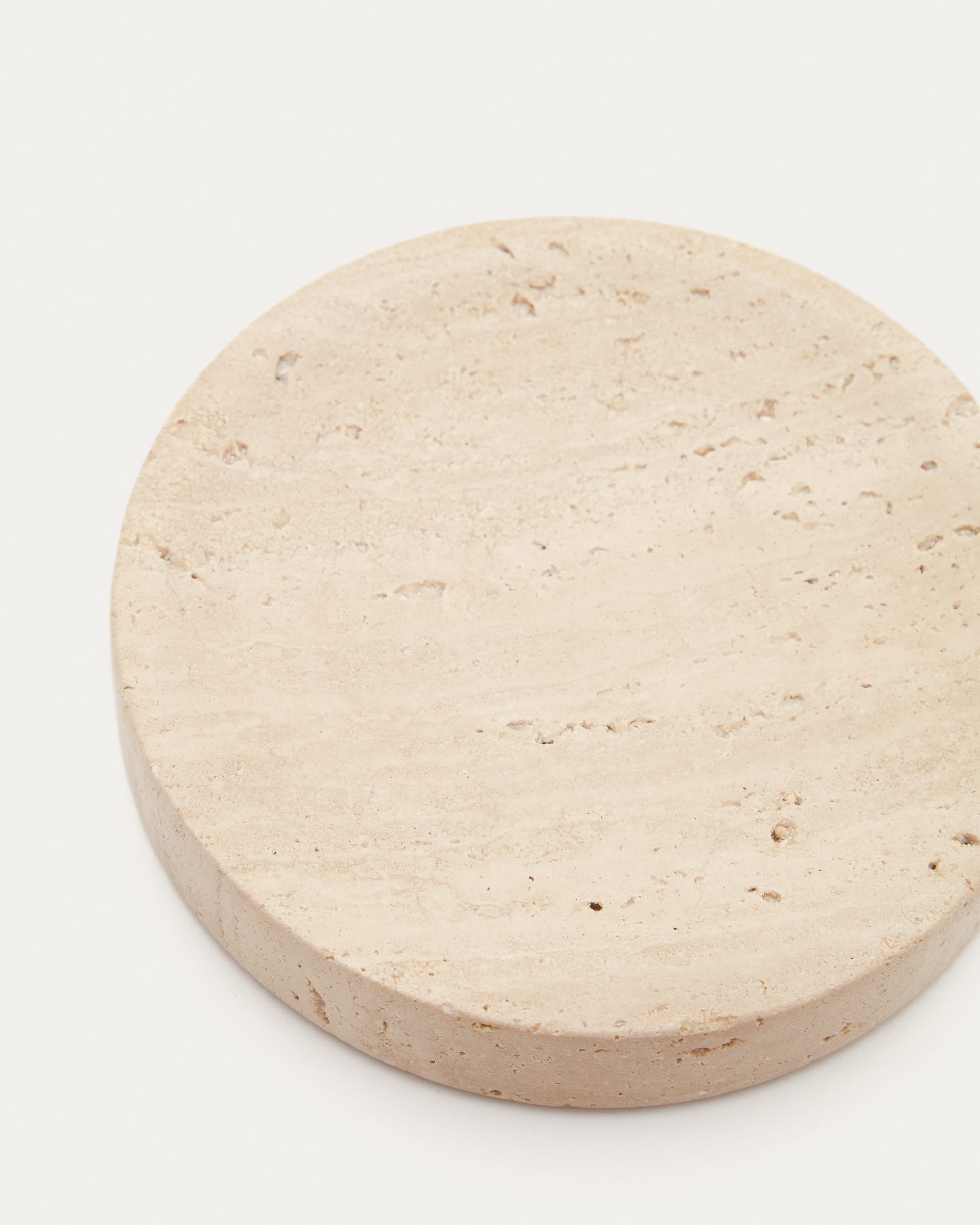 Macre beige travertine soap dish