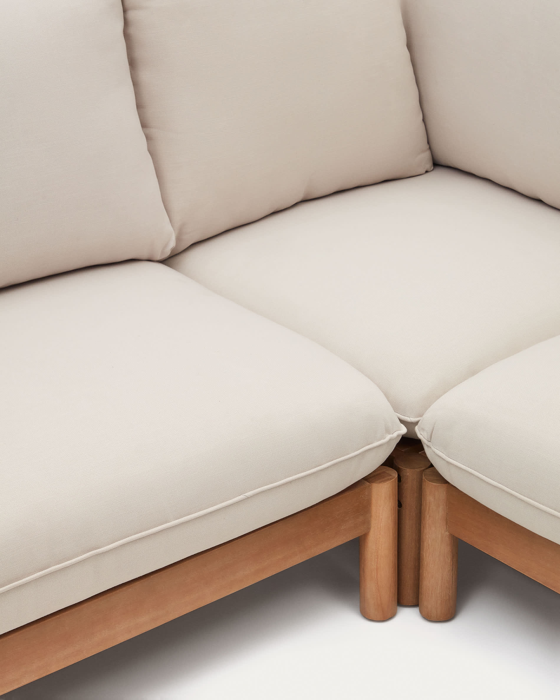 Sacova set, 5 seater corner sofa and coffee table made from solid eucalyptus wood