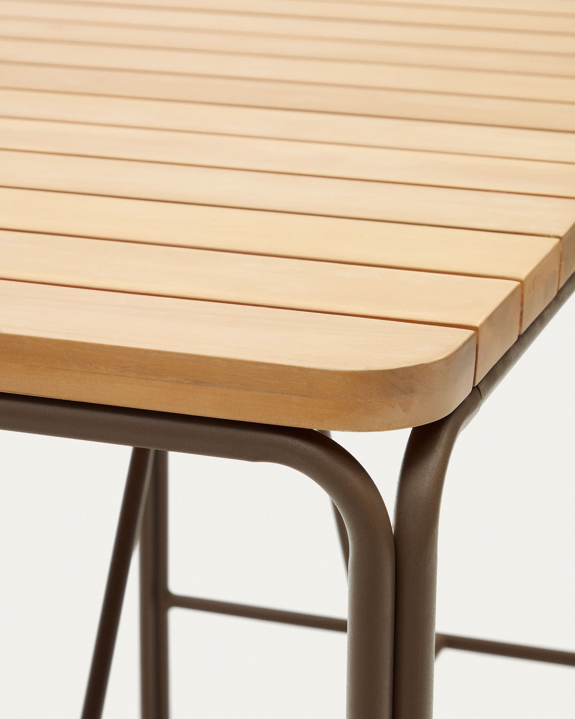 Salguer solid acacia & brown steel bar table, outdoor suitable, 140 x 70 cm FSC 100%