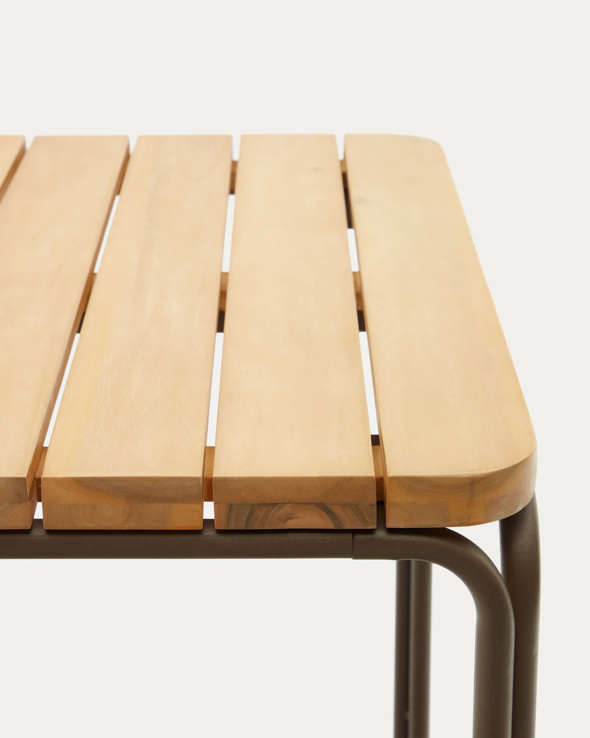Salguer solid acacia & brown steel bar table, outdoor suitable, 140 x 70 cm FSC 100%