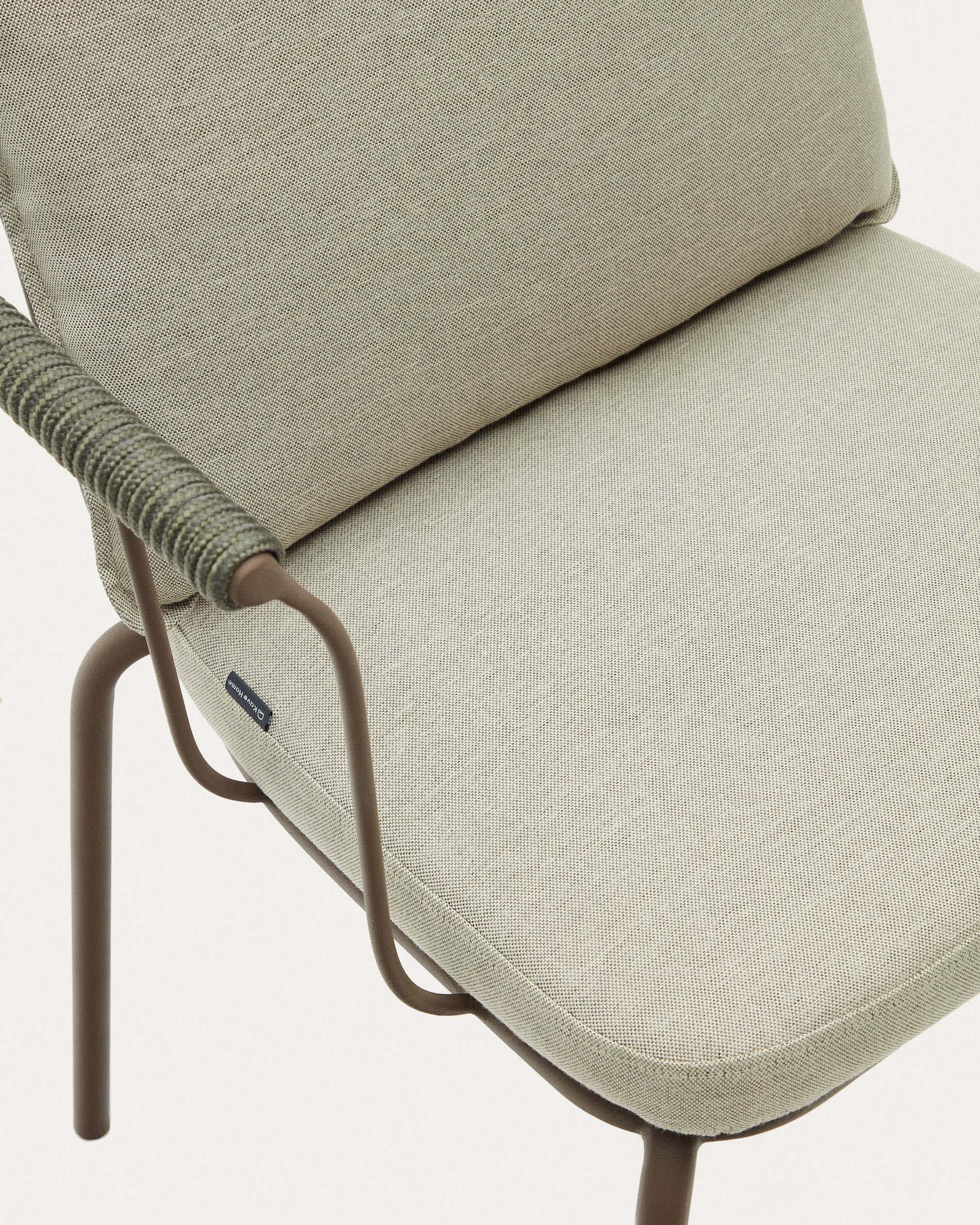 Salguer stackable chair in cord and steel with brown painted finish