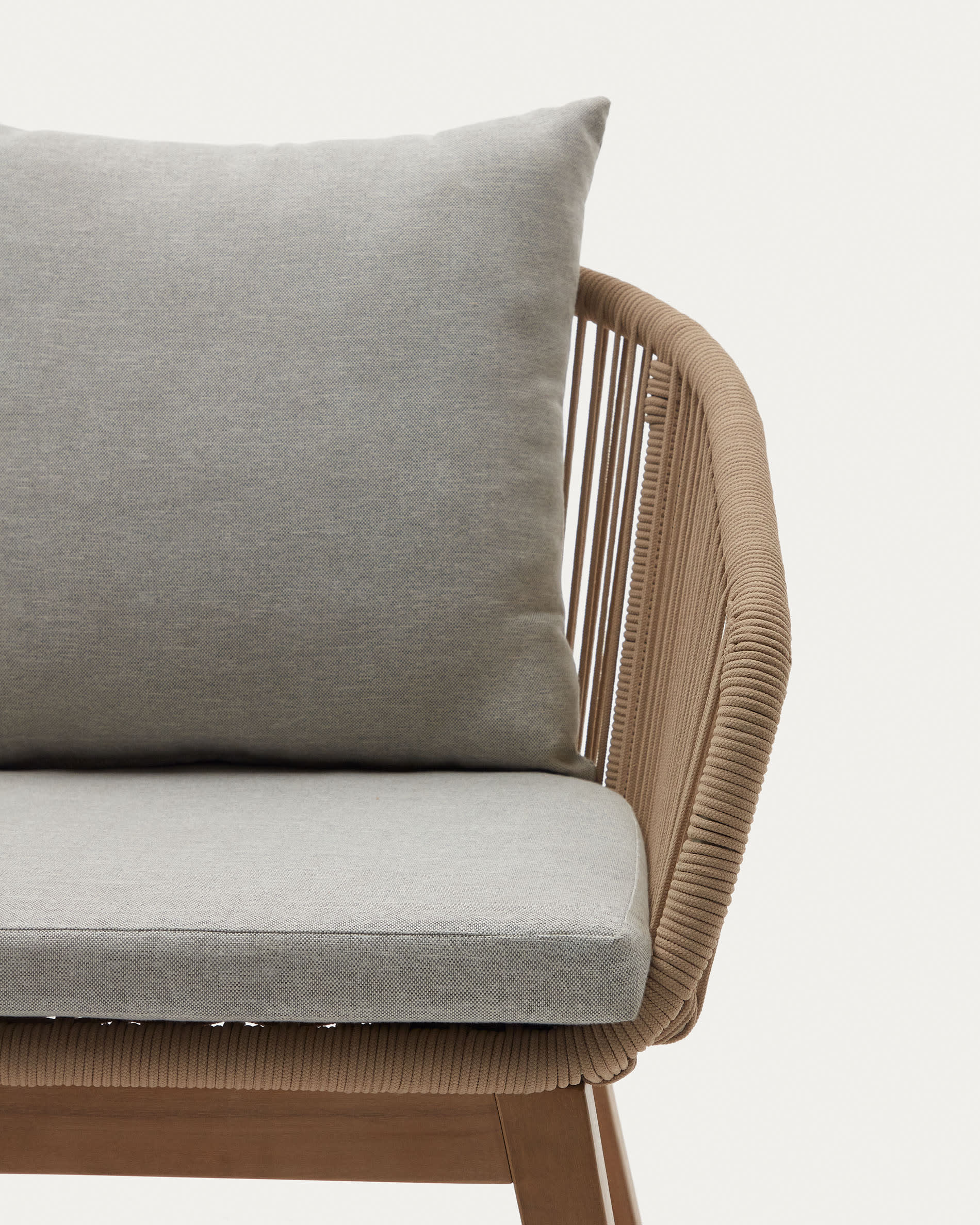 Portalo chair in beige cord with solid acacia wood legs