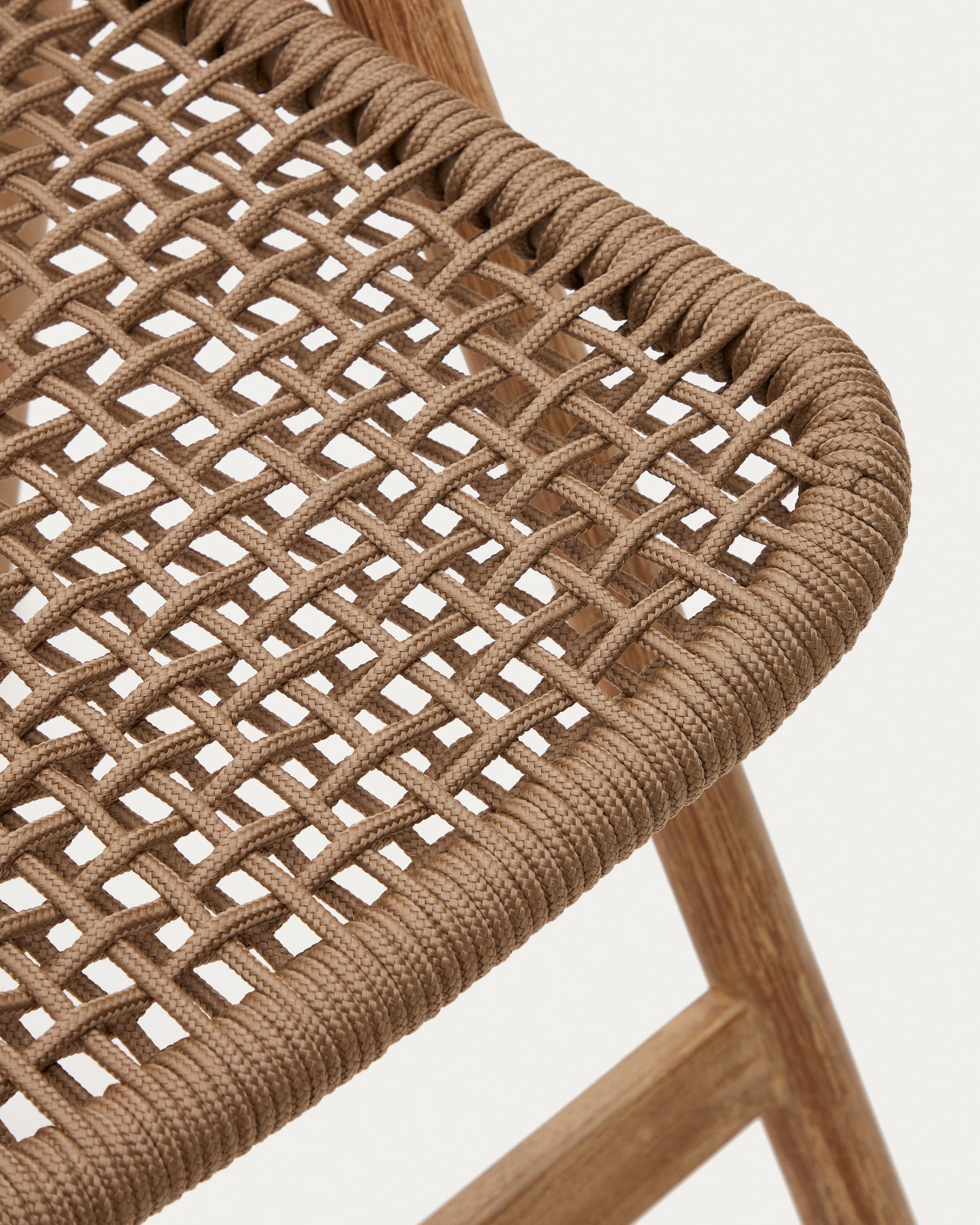 Dandara folding chair in solid acacia wood with steel structure and beige cord FSC 100%