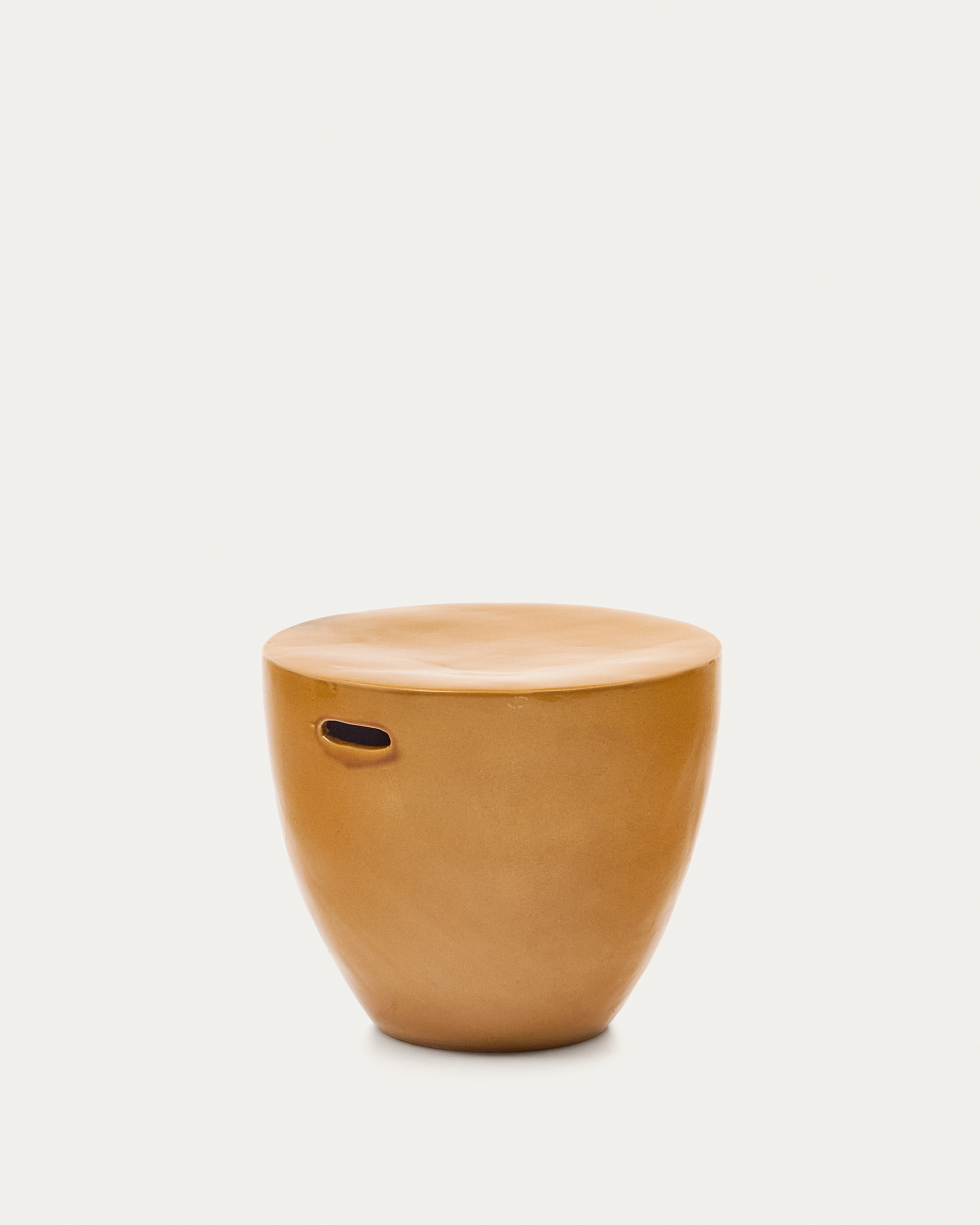 Mesquida outdoor side table made of ceramic with glazed mustard finish Ø 45 cm