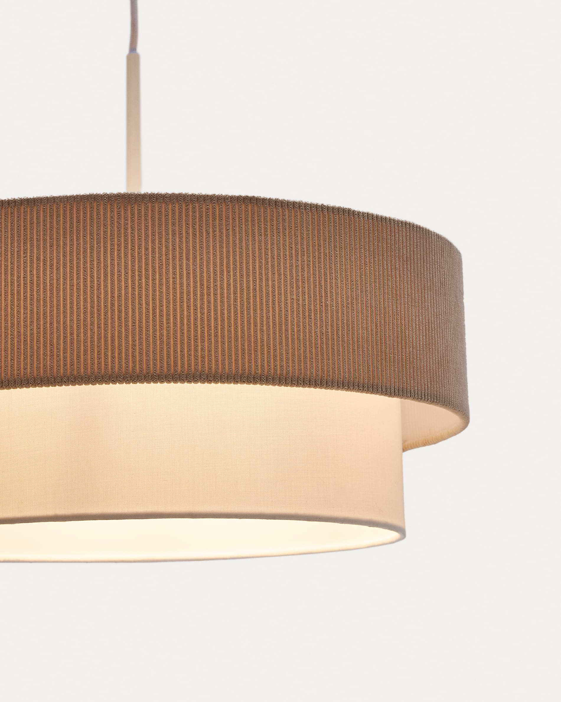 Bianella ceiling lamp in cotton and beige corduroy, Ø 40 cm.