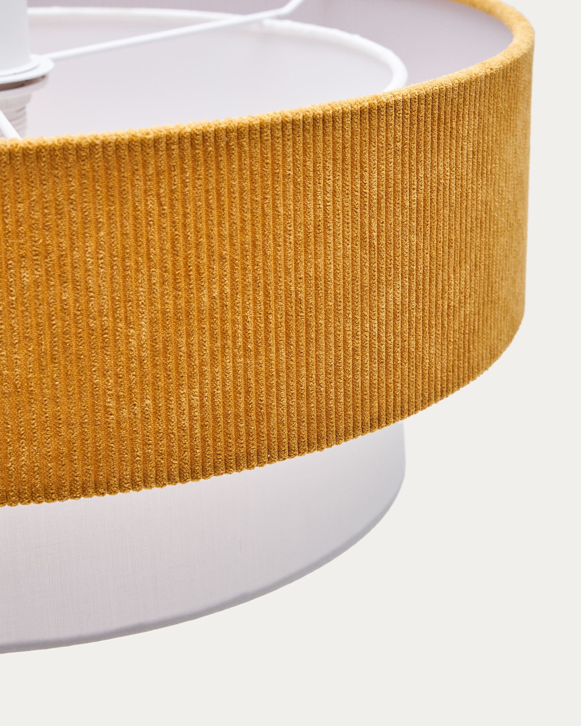Bianella ceiling lamp in cotton and mustard corduroy, Ø 40 cm
