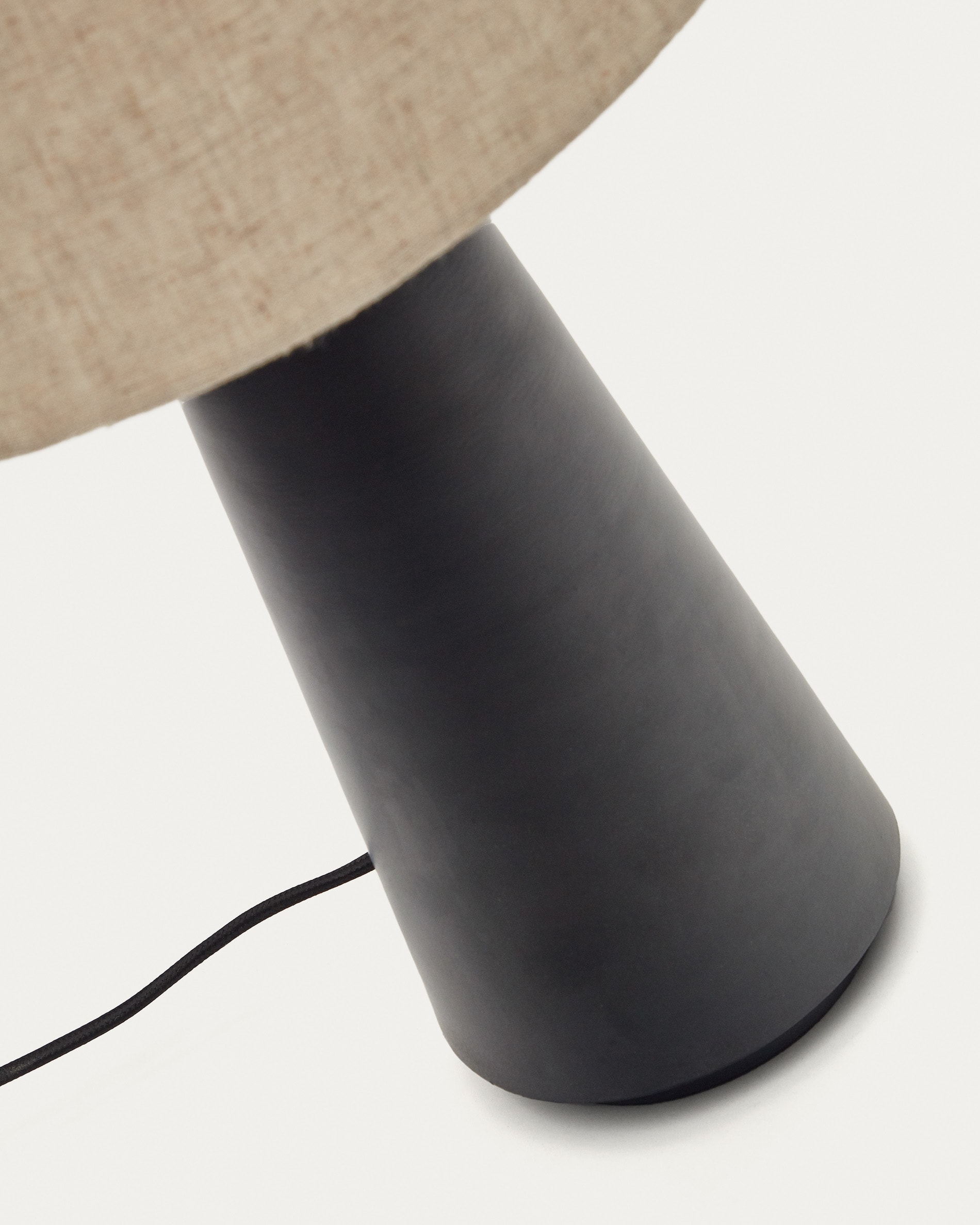 Torrent metal table lamp with black painted finish and linen shade